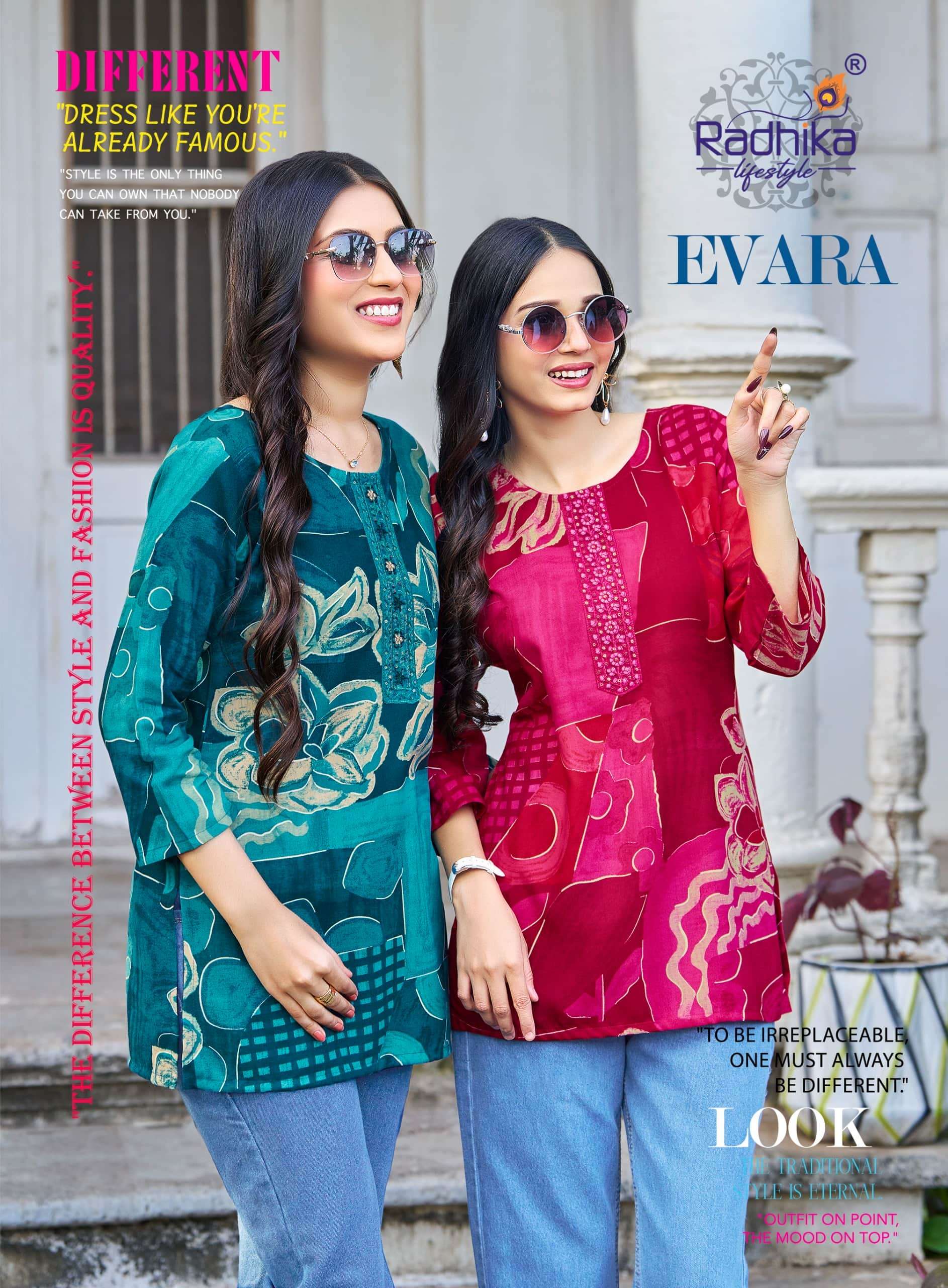 RADHIKA LIFESTYLE EVARA VOL-1 RAYON FOIL PRINTED STITCHED KURTIS SET-00140