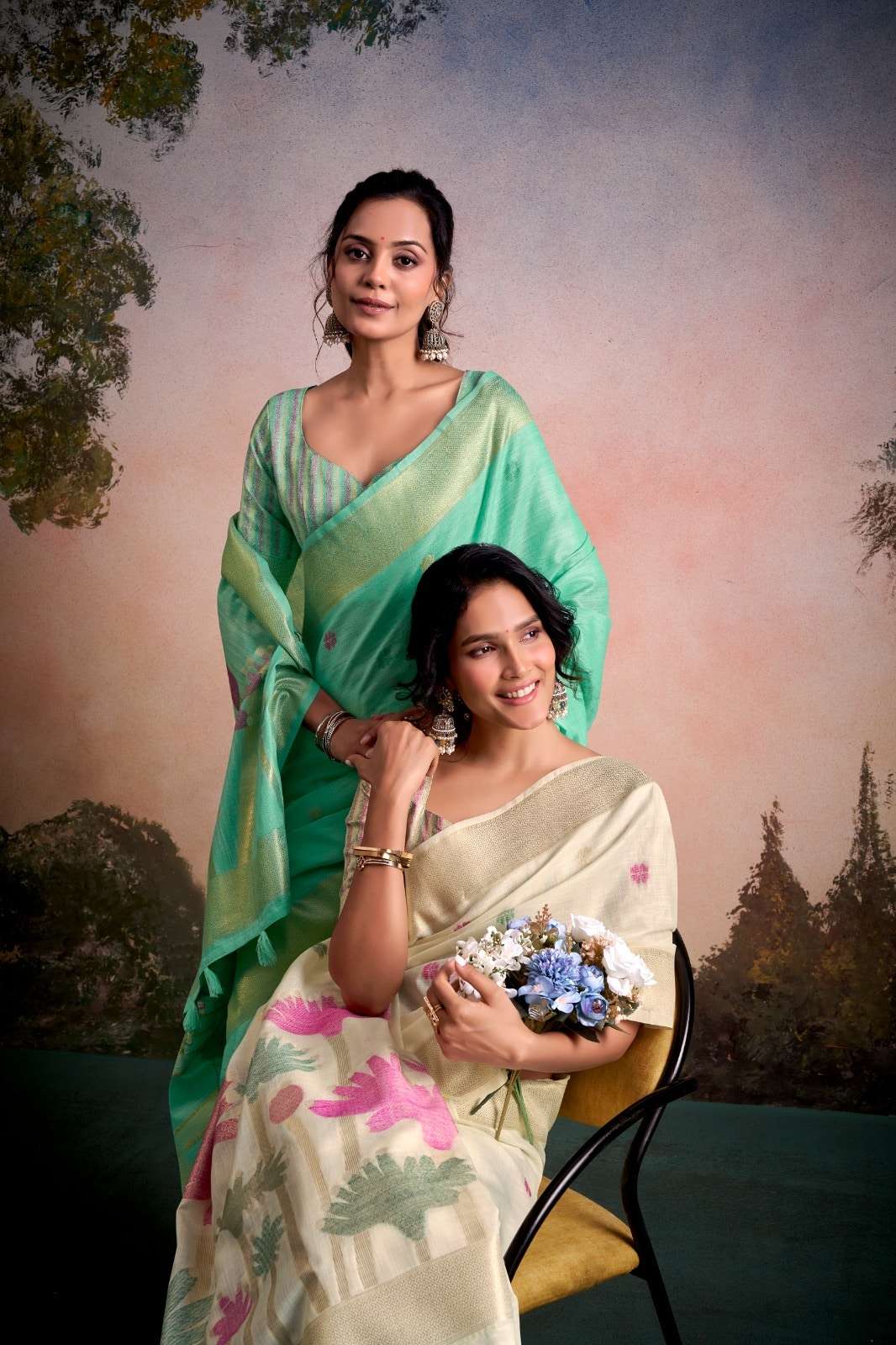 RAJPATH SOLONI FLOWER SILK 735 TO 740 SERIES LINEN SILK PRINTED SAREES-00004