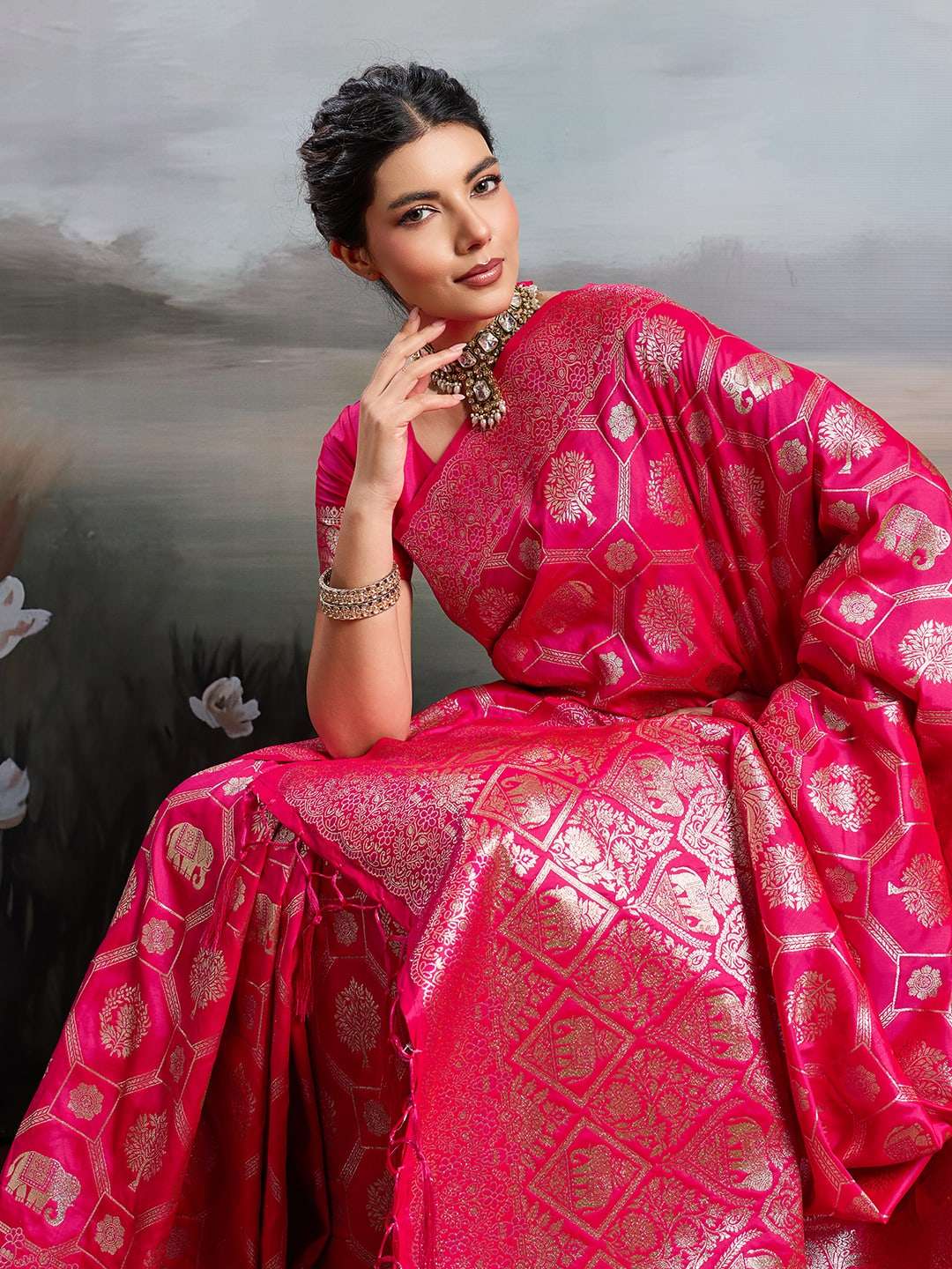 RAJWADA SILK VOL-2 BY ASLIWHOLESALE  1001 TO 1006 SERIES SILK BLEND PRINTED SAREES-00281