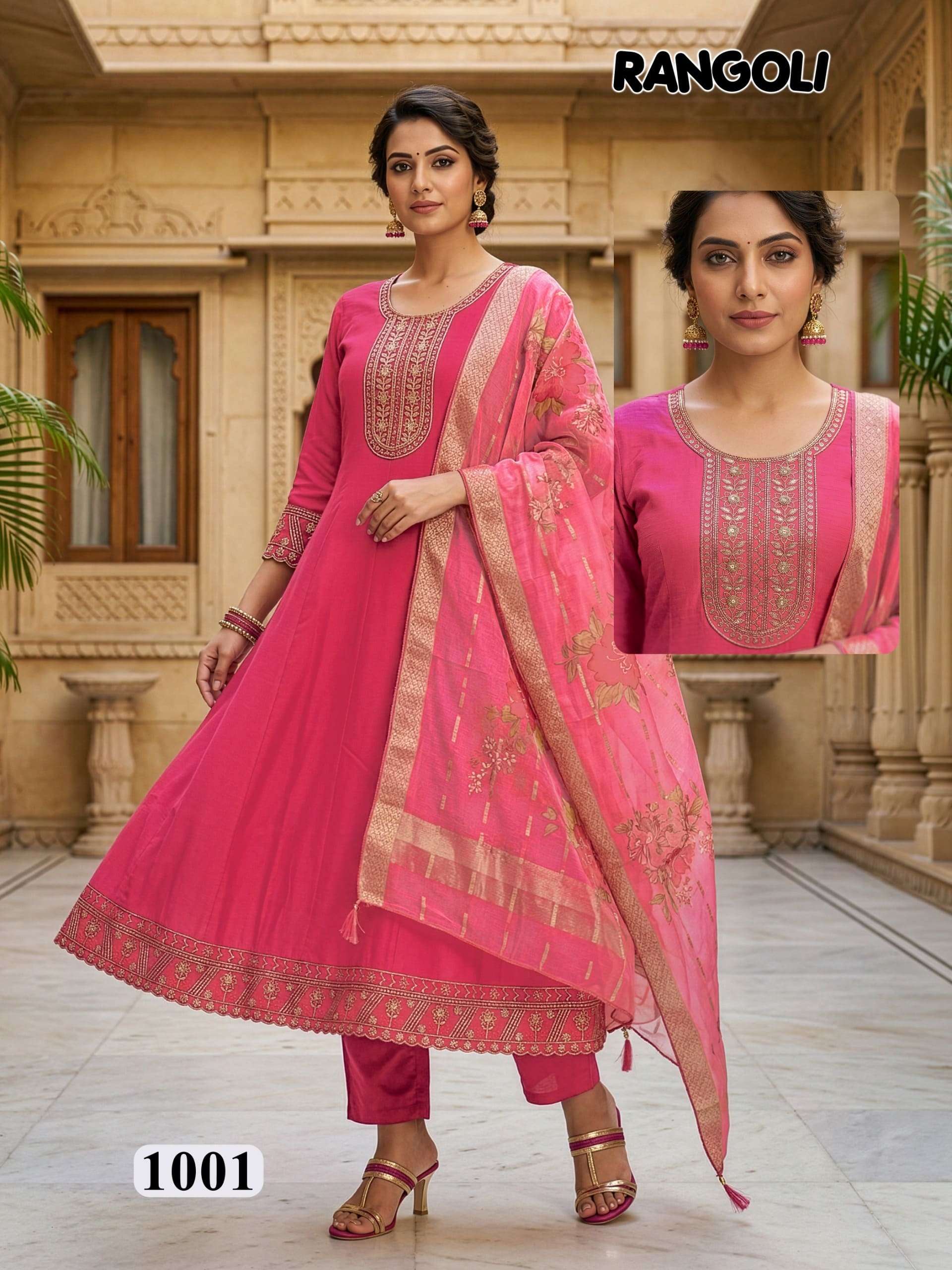 RANGOLI BY ASLIWHOLESALE ROMAN SILK EMBROIDERY SEQUNCE DRESSES - 00320