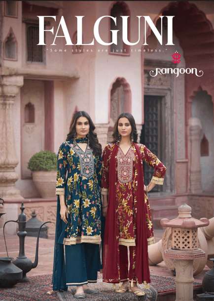 RANGOON FALGUNI 10561 TO 10564 SERIES COTTON PRINTED STITCHED SUIT SET-00014