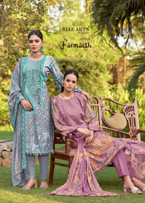 RIAZ ART FARMAISH VOL-02 1001 TO 1006 SERIES CAMBRIC COTTON PRINTED PAKISTANI SUIT-00011
