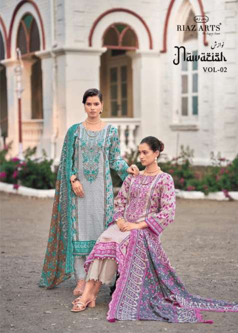 RIAZ ART NAWAZISH VOL-2 NX 01 TO 06 SERIES CAMBRIC COTTON PAKISTANI SUIT SET-00011