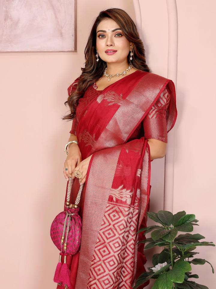 RIVAYAT BY ASLIWHOLESALE ORGANZA BANARASI SILK SAREES-00125