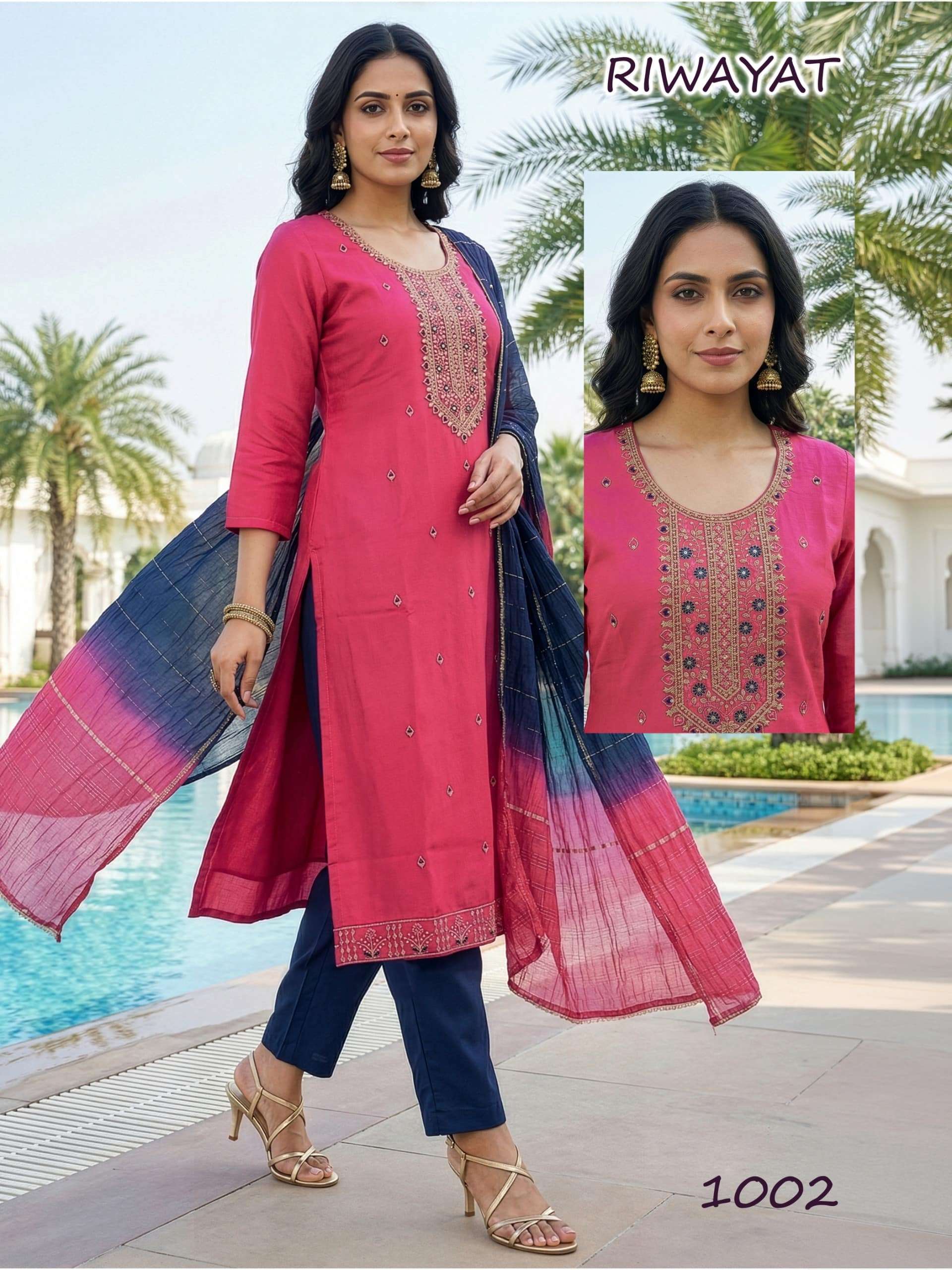 RIWAYAT BY ASLIWHOLESALE ROMAN SILK EMBROIDERY SEQUNCE DRESSES - 00320