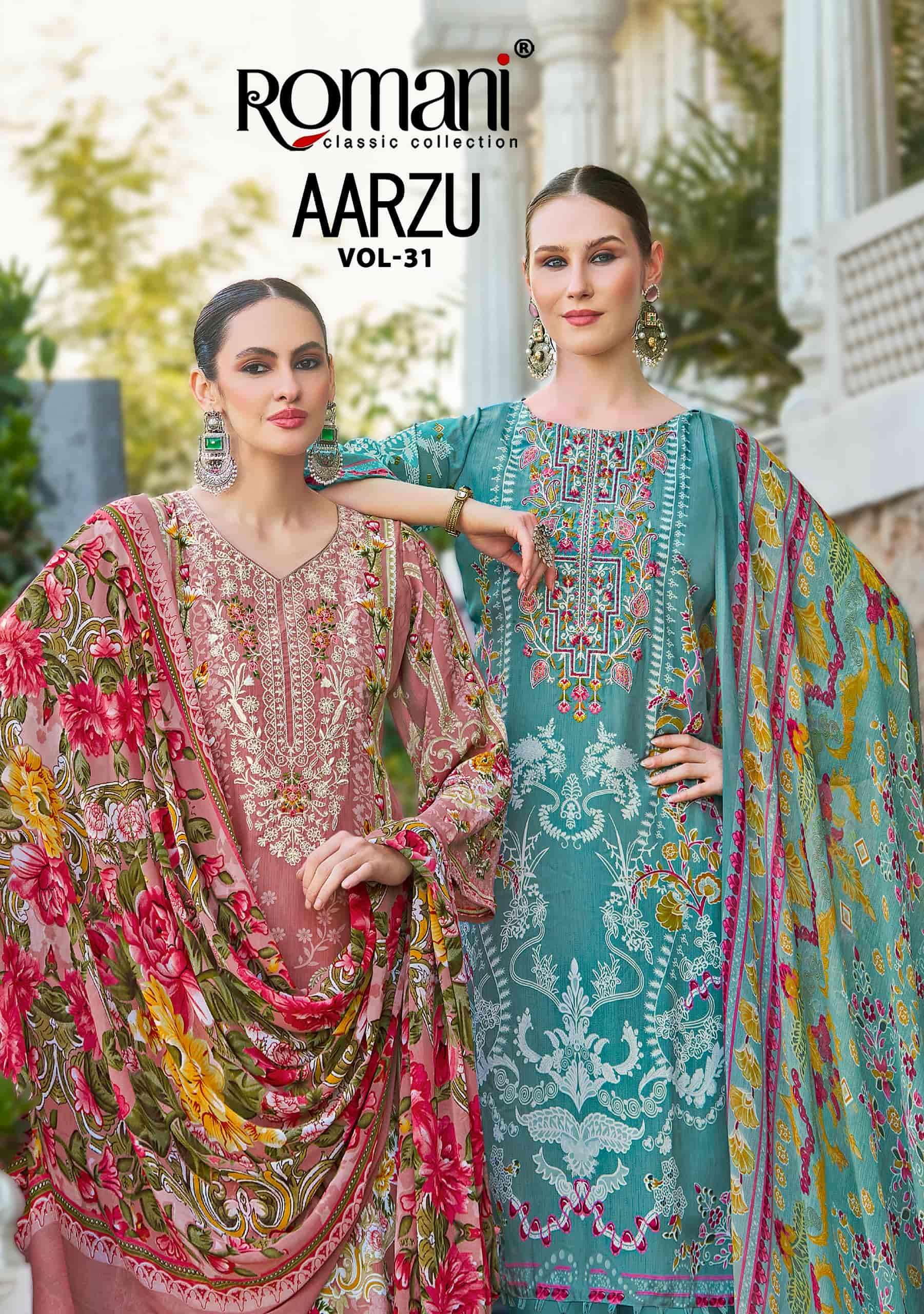 ROMANI AARZU VOL-31 001 TO 008 SERIES SOFT COTTON EMBROIDERY PAKISTANI DRESSES-00011