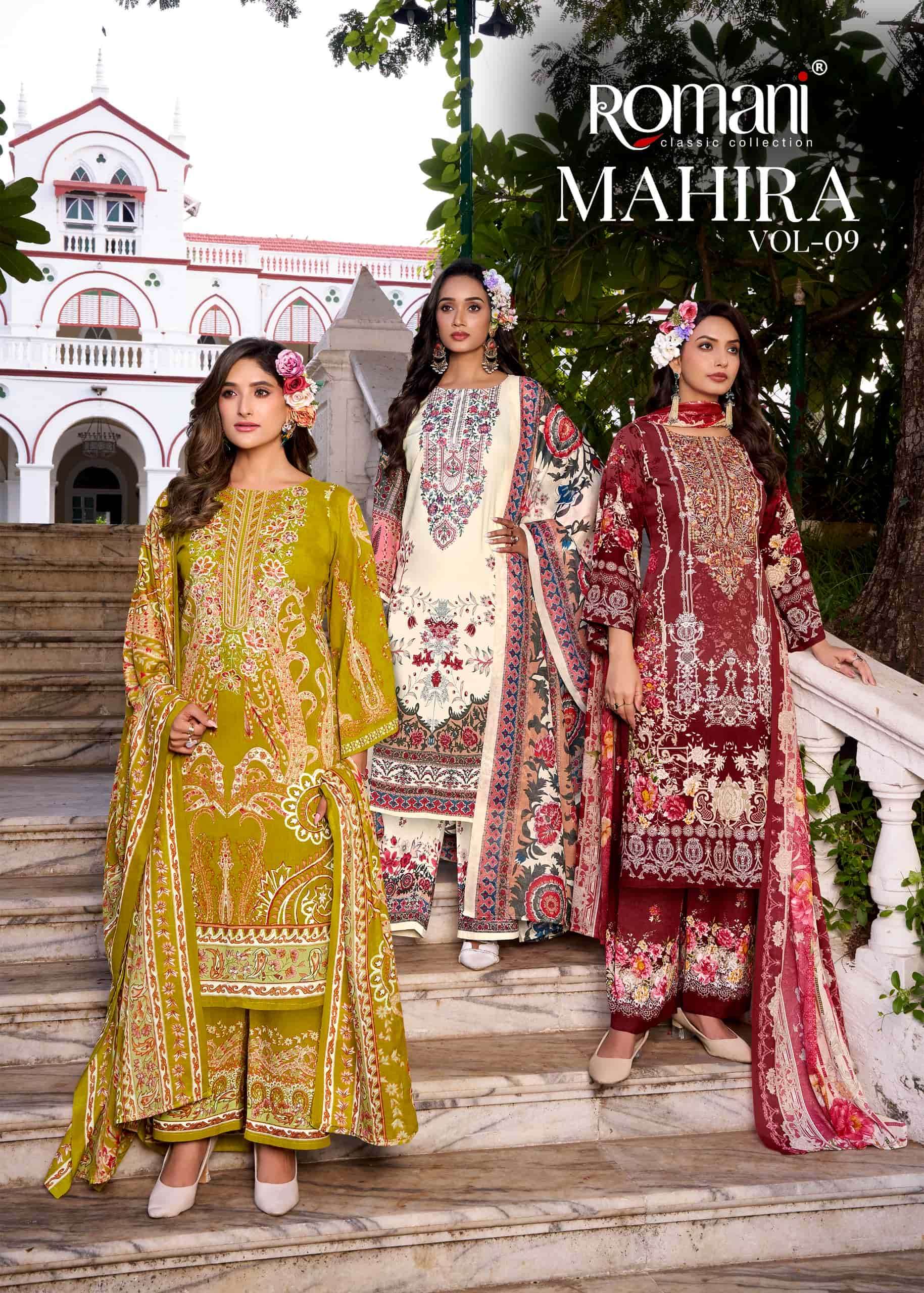 ROMANI MAHIRA VOL-09 001 TO 008 SERIES COTTON PRINTED PAKISTANI SUIT SET-00201