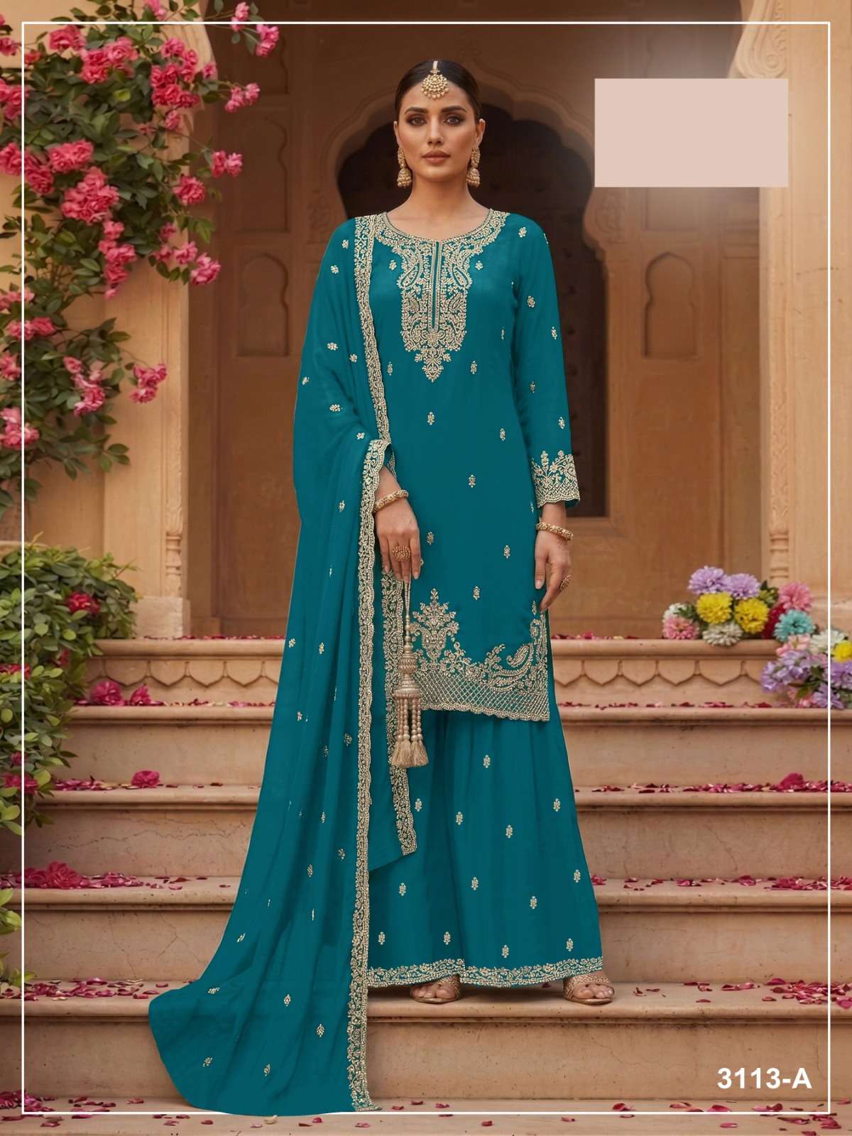 RUA BY ASLIWHOLESALE BLOOMING GEORGETTE EMBROIDERY WORK DRESSES - 00265