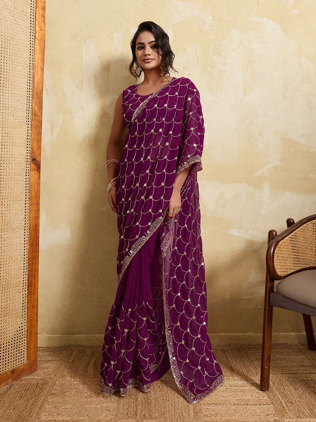 RUCHITA BY ASLIWHOLESALE GEORGETTE EMBROIDERY PREMIUM SAREES-00066