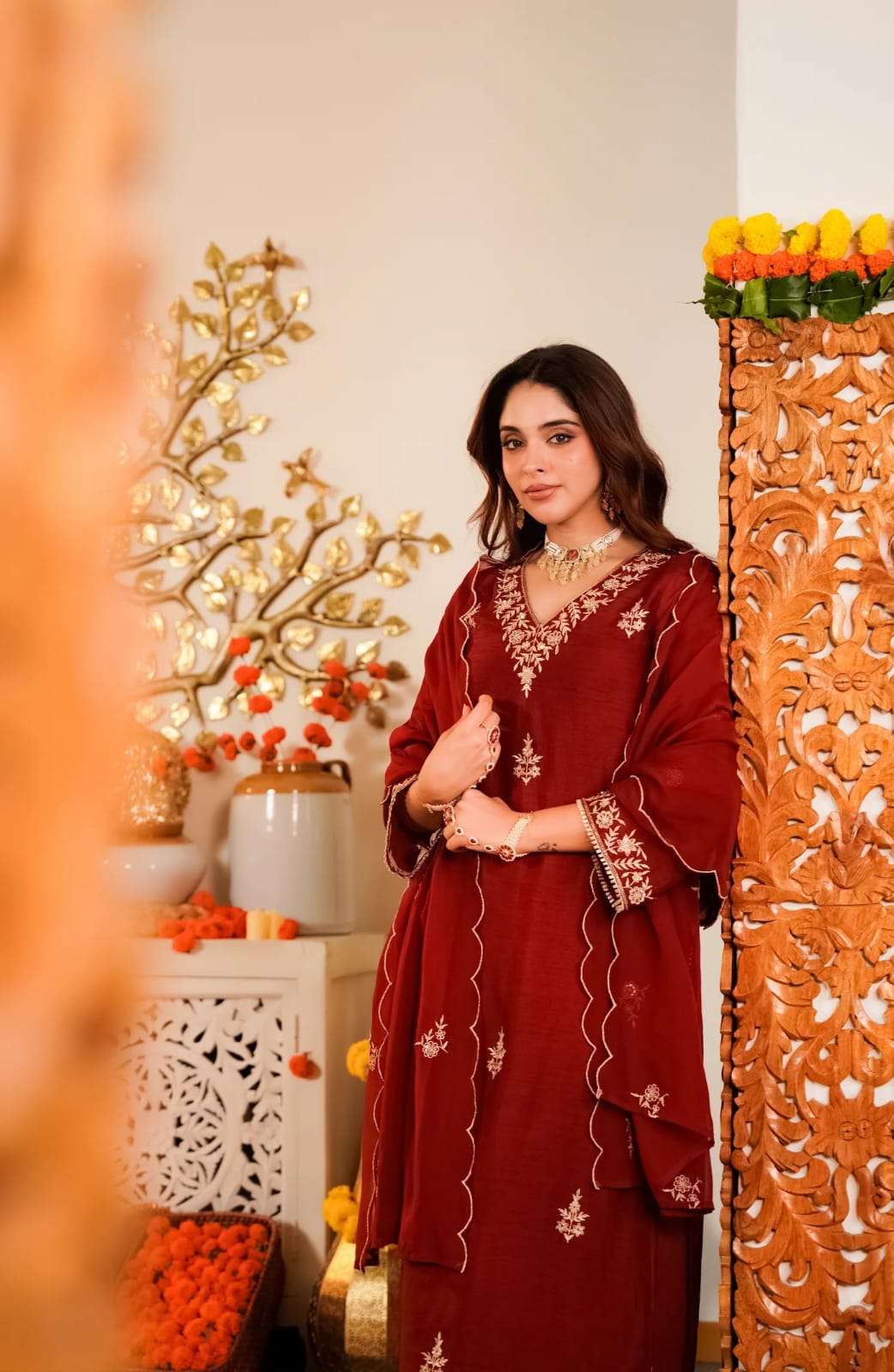 SAHIBA BY ASLIWHOLESALE VISCOSE MAL CHANDERI WITH EMBROIDERY DRESSES - 00264