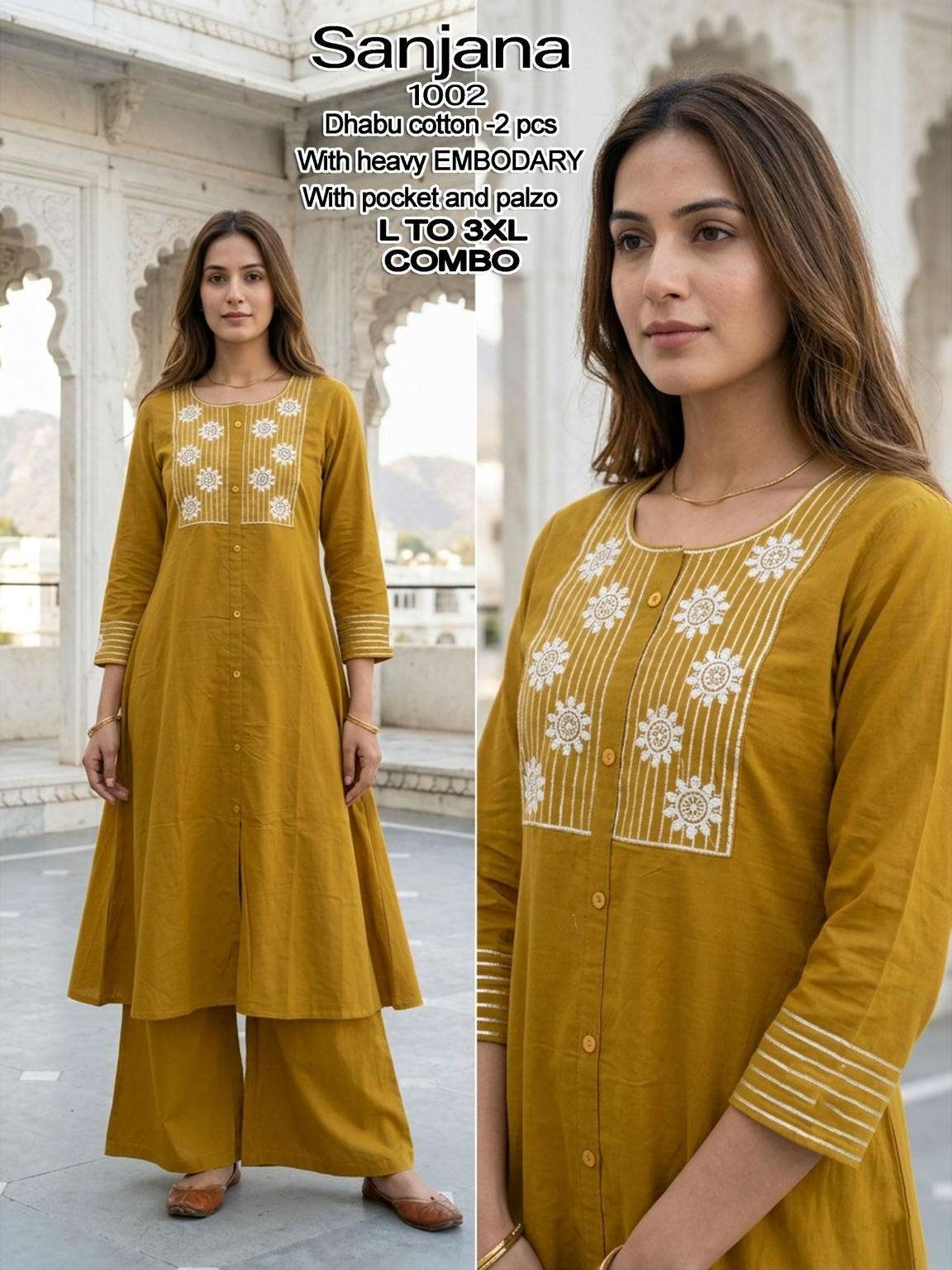 SANJANA BY ASLIWHOLESALE DHABU COTTON PRINTED STITCHED KURTIS SET-00320