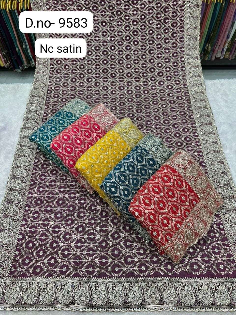 SAVITA & 9583 BY ASLIWHOLESALE SATIN EMBROIDERY WORK SAREES - 00103