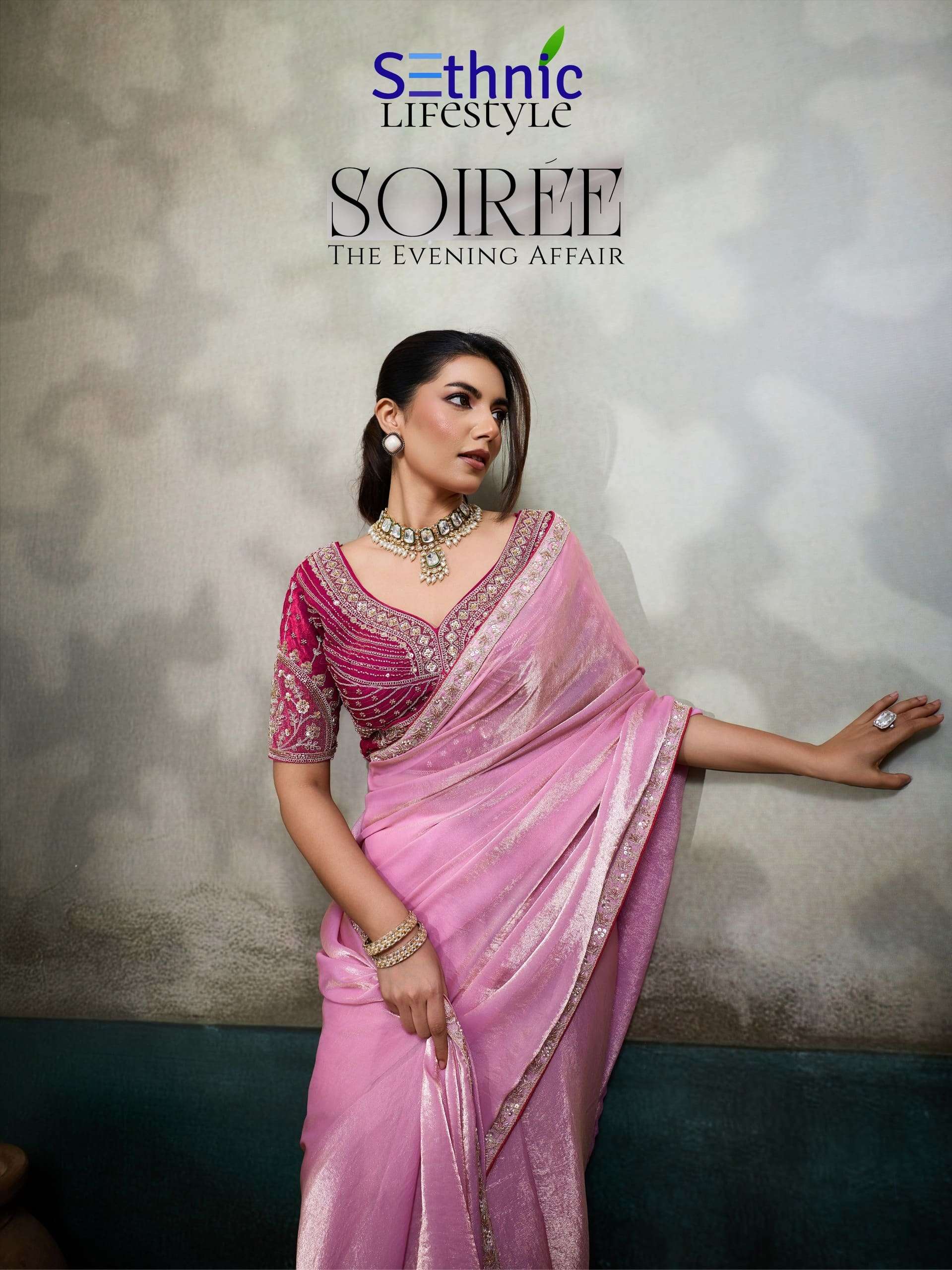 SETHNIC LIFESTYLE SOIREE 117001 TO 117004 SERIES VELEVT SATIN EMBROIDERY SAREES-00137