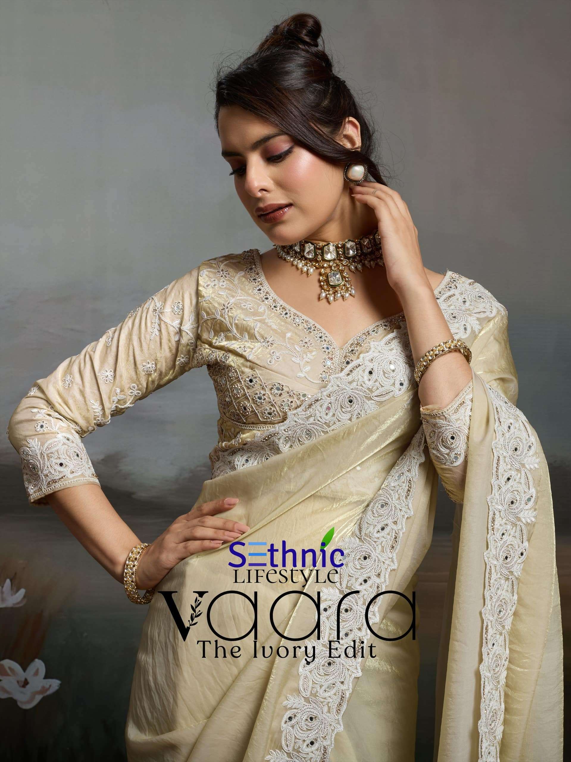 SETHNIC VAARA 120001 TO 120004 SERIES SATIN VELVET PRINTED SAREES-00137