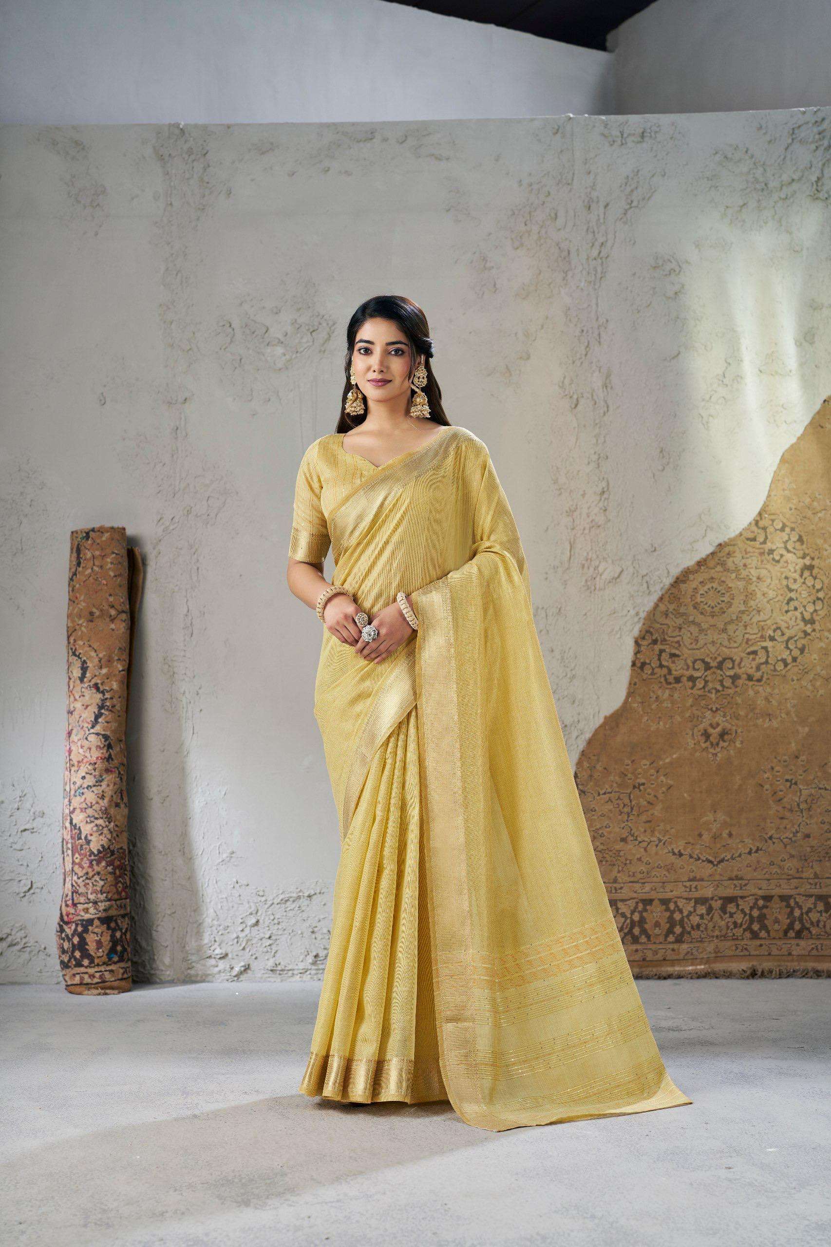 SF-1063 BY ASLIWHOLESALE LINEN COTTON SILK ZARI WORK PREMIUM SAREES-00314
