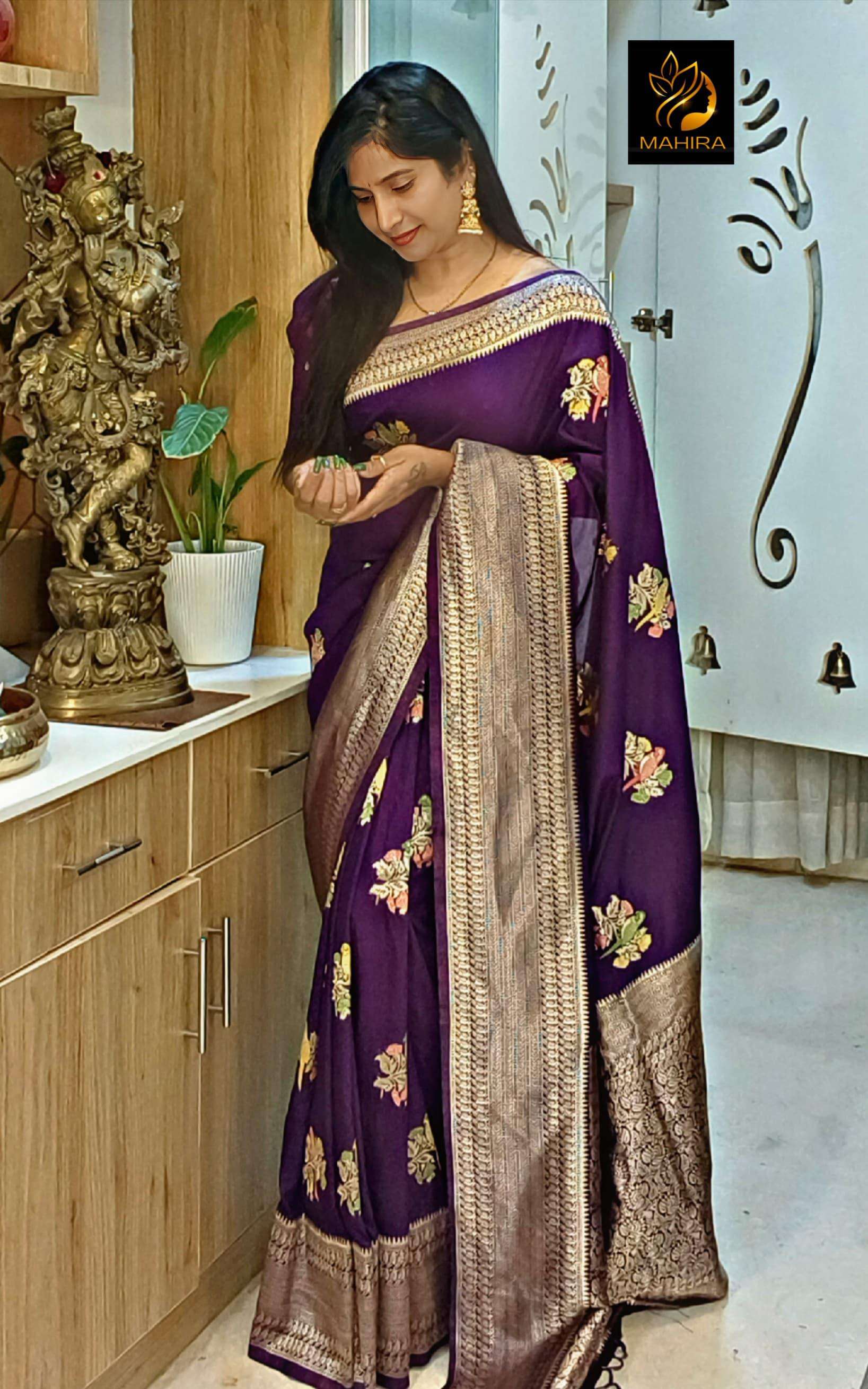 SF-1075 BY ASLIWHOLESALE CREPE GEORGETTE SAREES - 00314