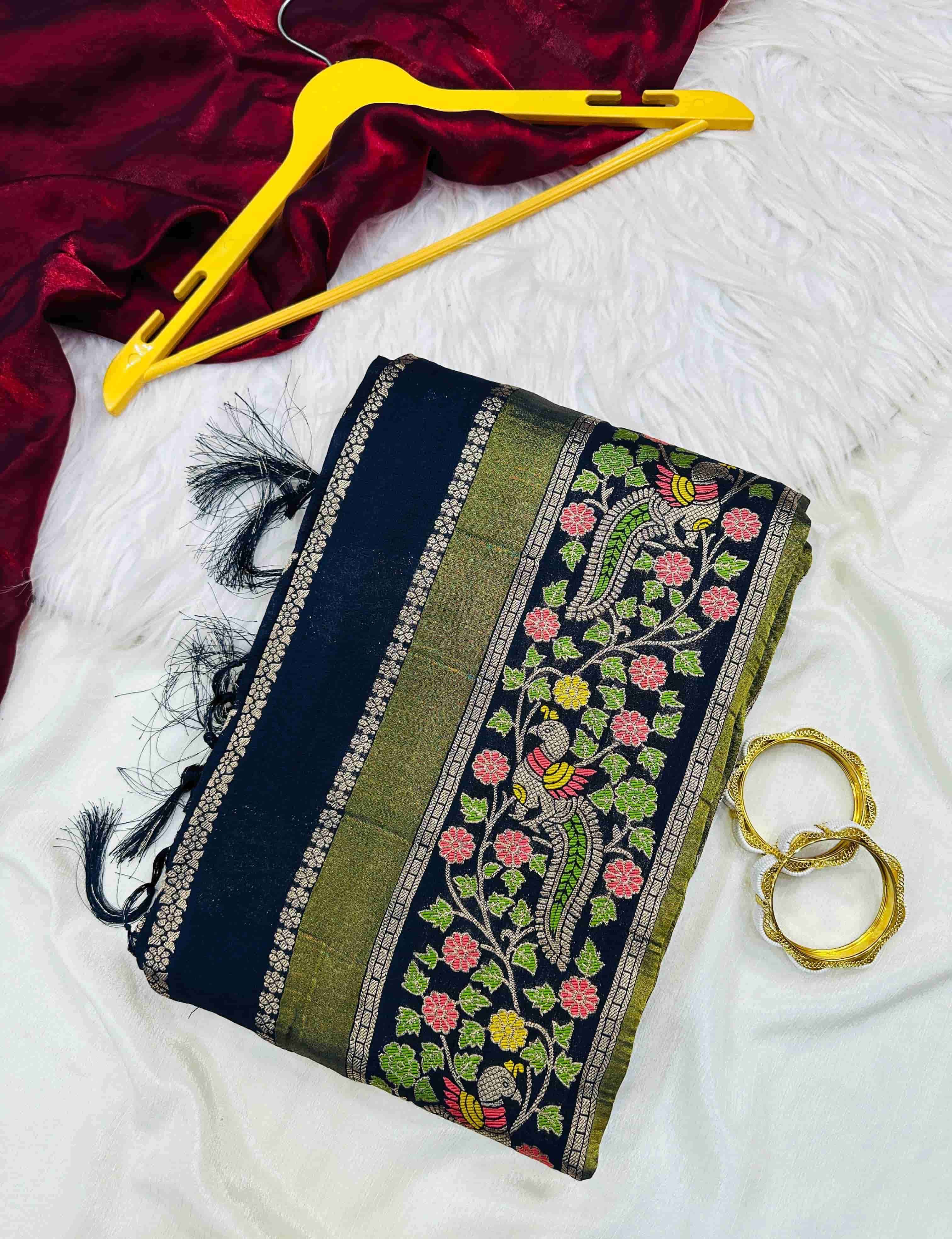 SF-1076 BY ASLIWHOLESALE TISSUE MEENAKARI SILK SAREES-00314