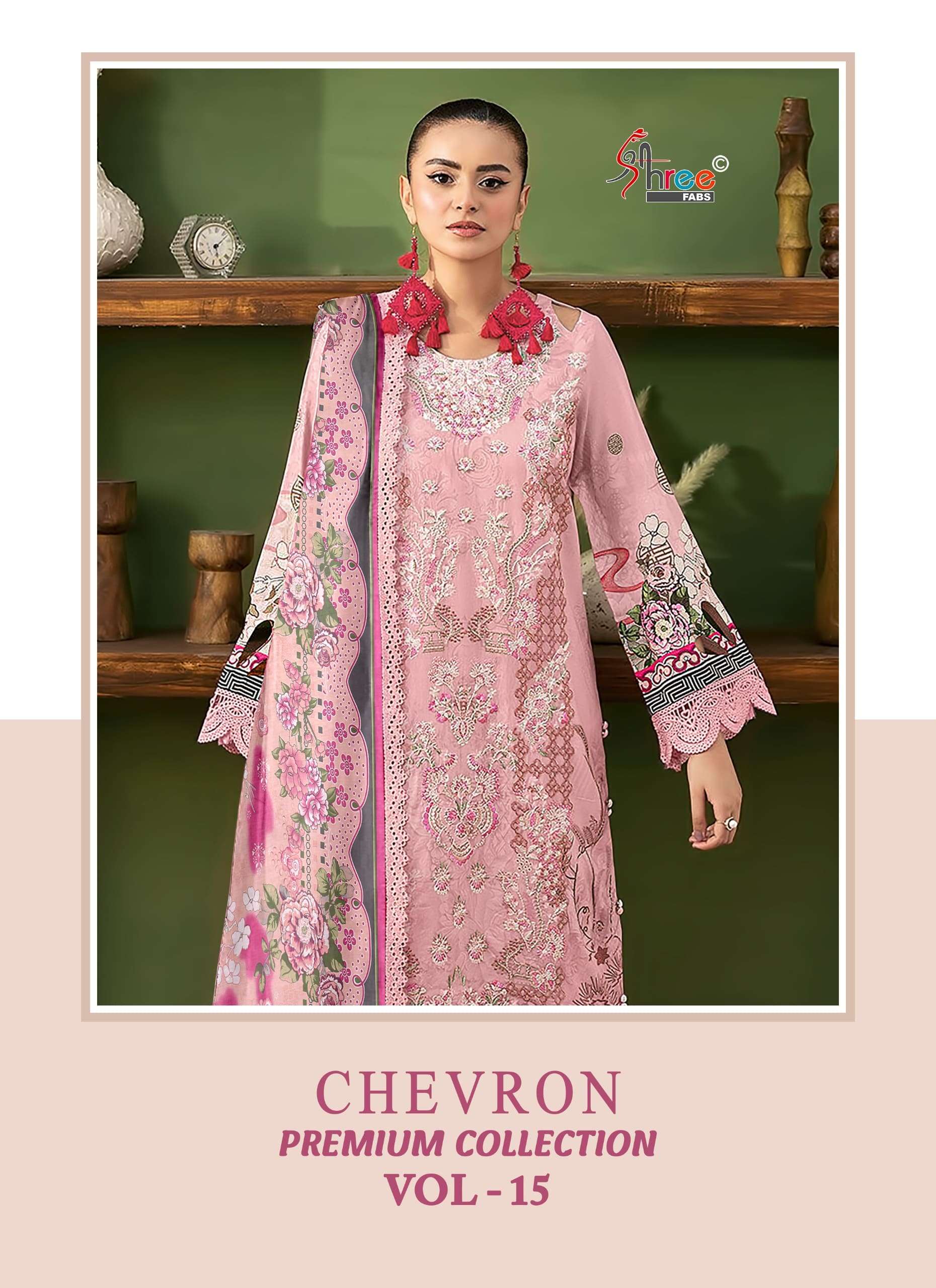SHREE FAB CHEVRON PREMIUM COLLECTION VOL-15 4131 TO 4138 SERIES COTTON EMBROIDERY SUIT-00011