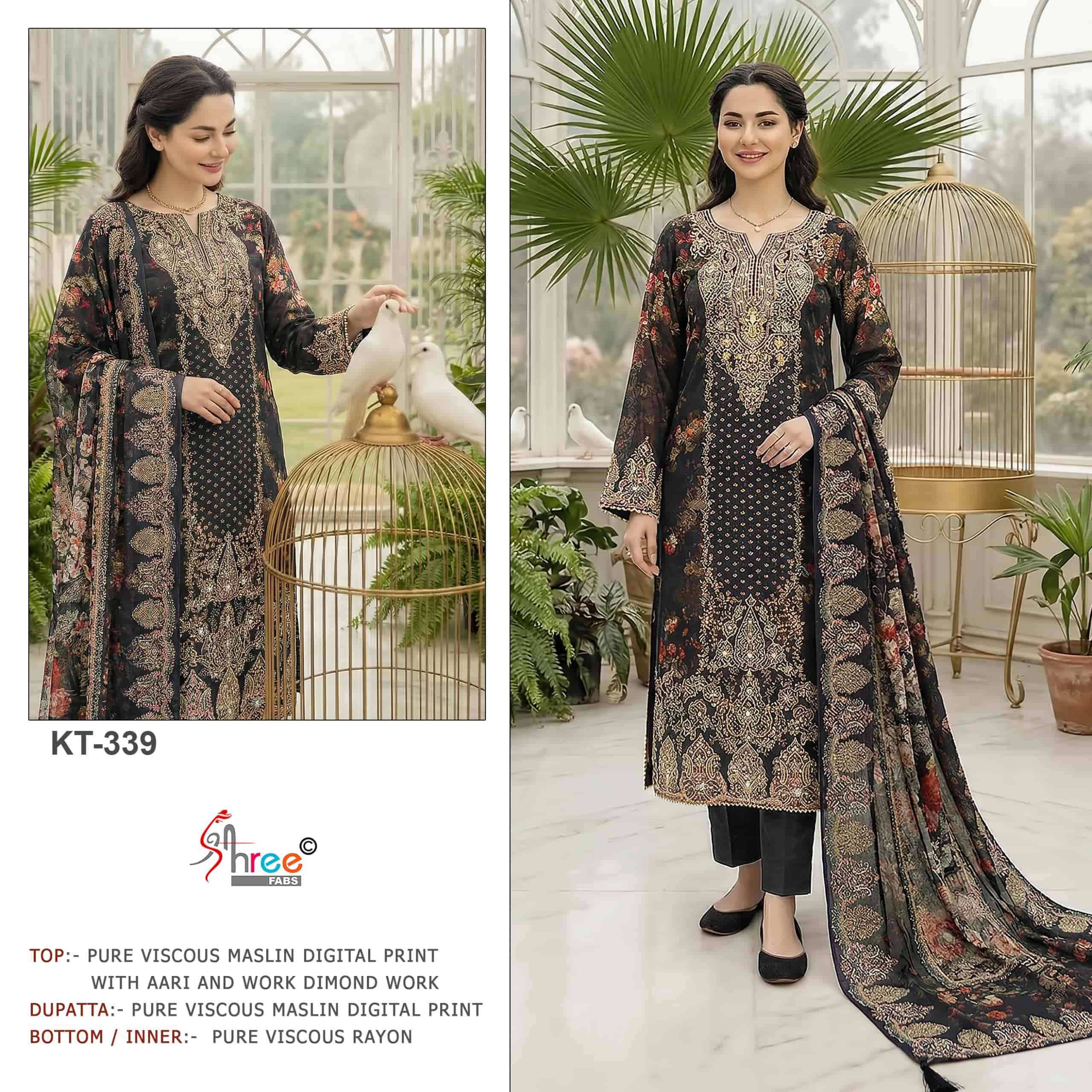 SHREE FAB KT-339 A TO B SERIES VISCOSE MUSLIN EMBROIDERY PAKISTANI SUIT-0007