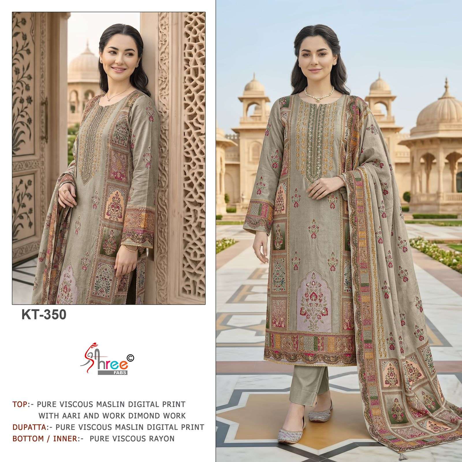 SHREE FAB KT-350 VISCOSE MUSLIN EMBROIDERY PAKISTANI SUIT-00201
