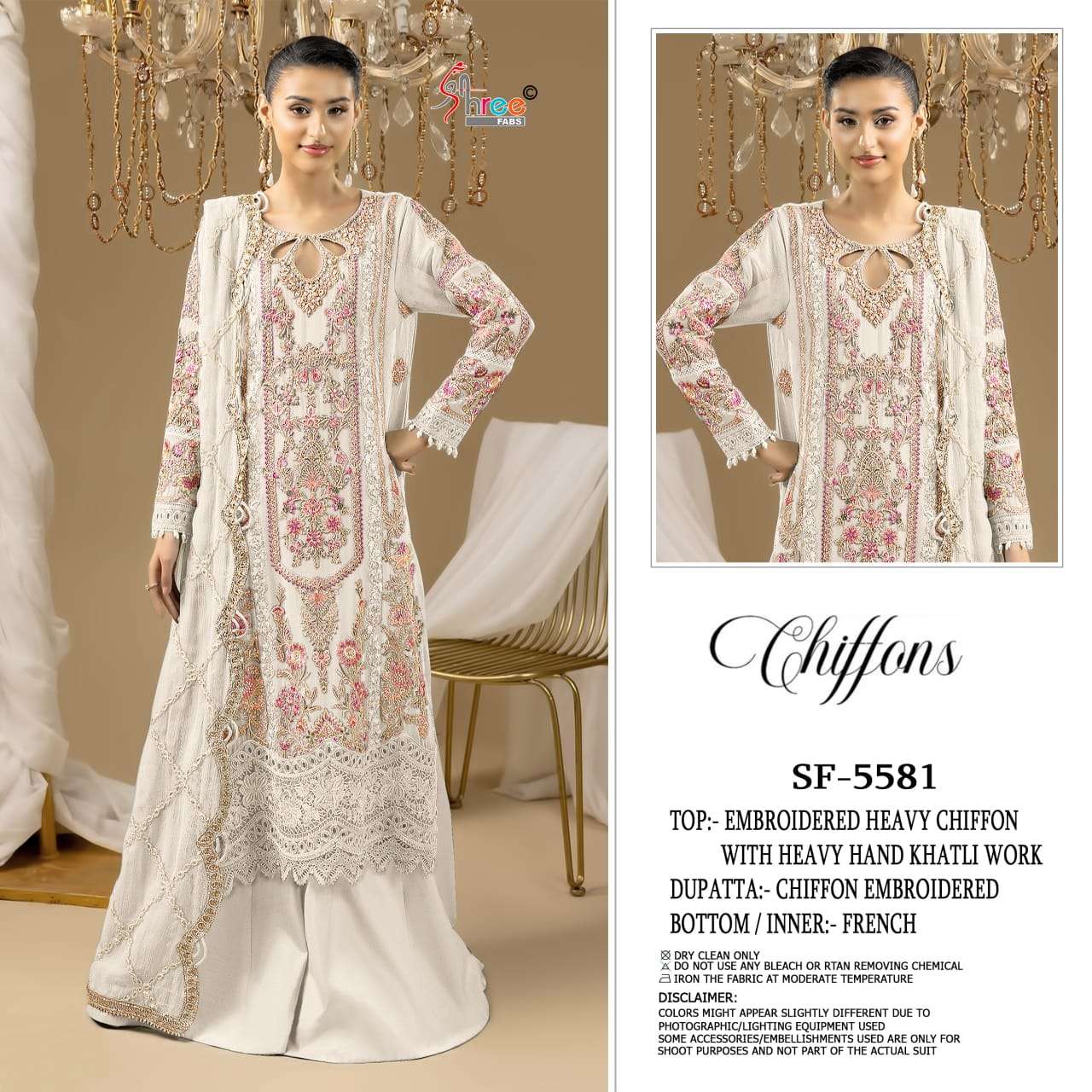 SHREE FAB SF-5581 A TO D SERIES CHIFFON EMBROIDERY PAKISTANI SUIT SET-00201