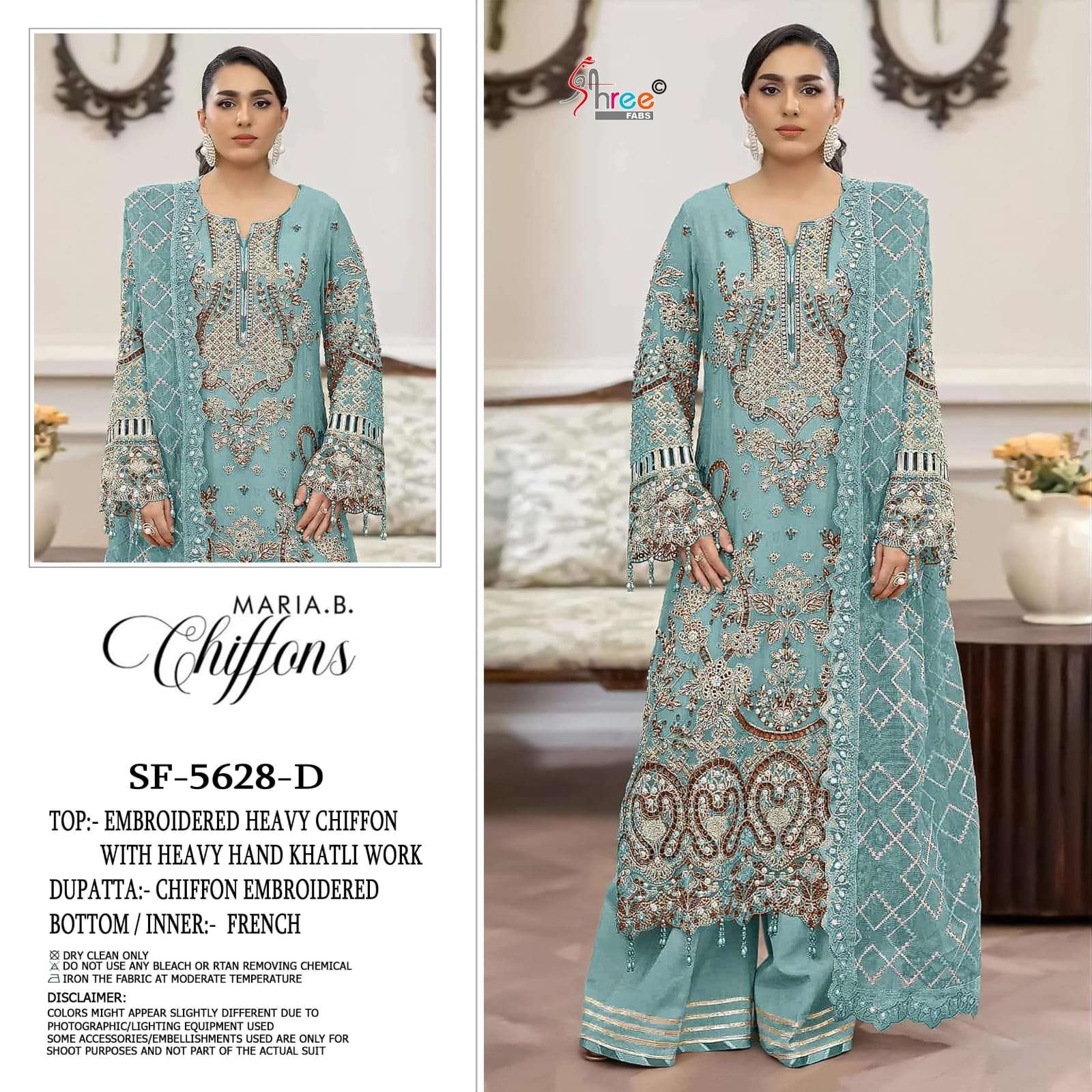 SHREE FAB SF-5628 A TO D SERIES CHIFFON EMBROIDERY PAKISTANI DRESSES SET-00011