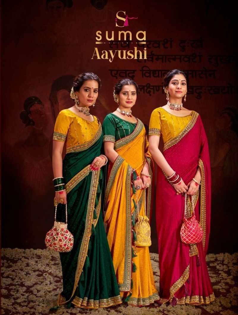 SUMA AAYUSHI 4001 TO 4009 SERIES VICHITRA BLOOMING EMBROIDERY SAREES-00137