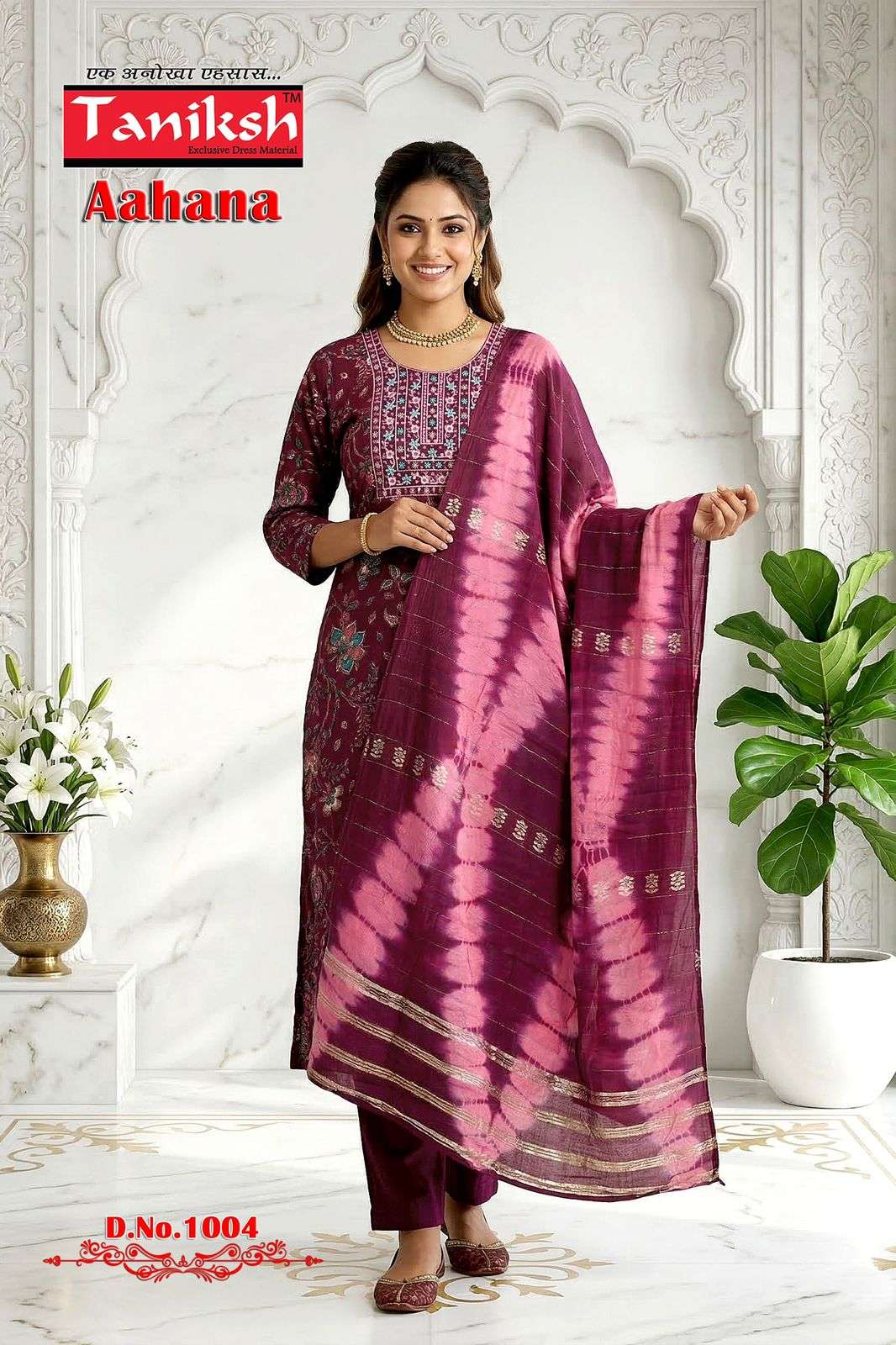 TANIKSH AAHANA VOL 1 1001 TO 1006 SERIES VERTICAL PRINTED STITCHES EMBROIDERY DRESSES -00140
