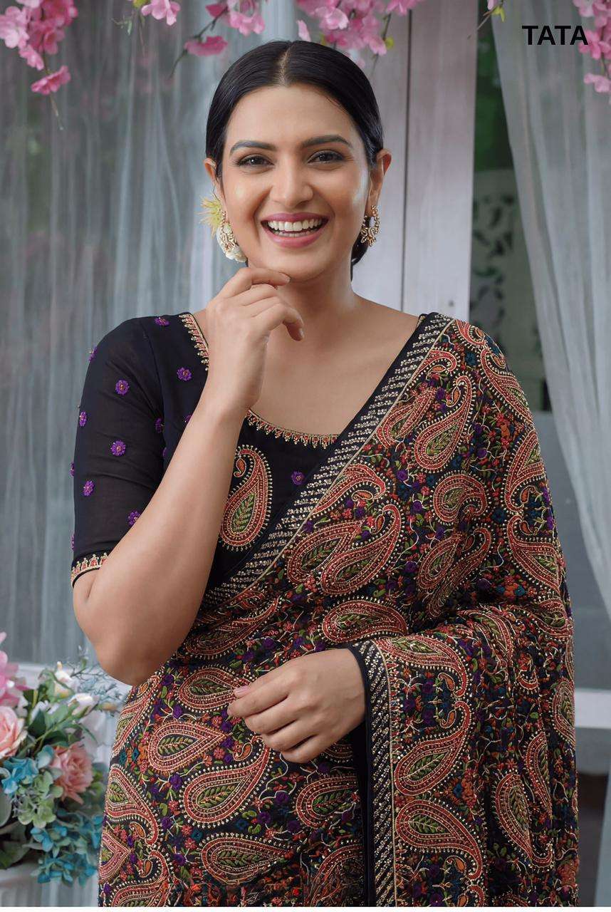 TATA BY ASLIWHOLESALE SILK MULTI THREAD WORK SAREES - 00103