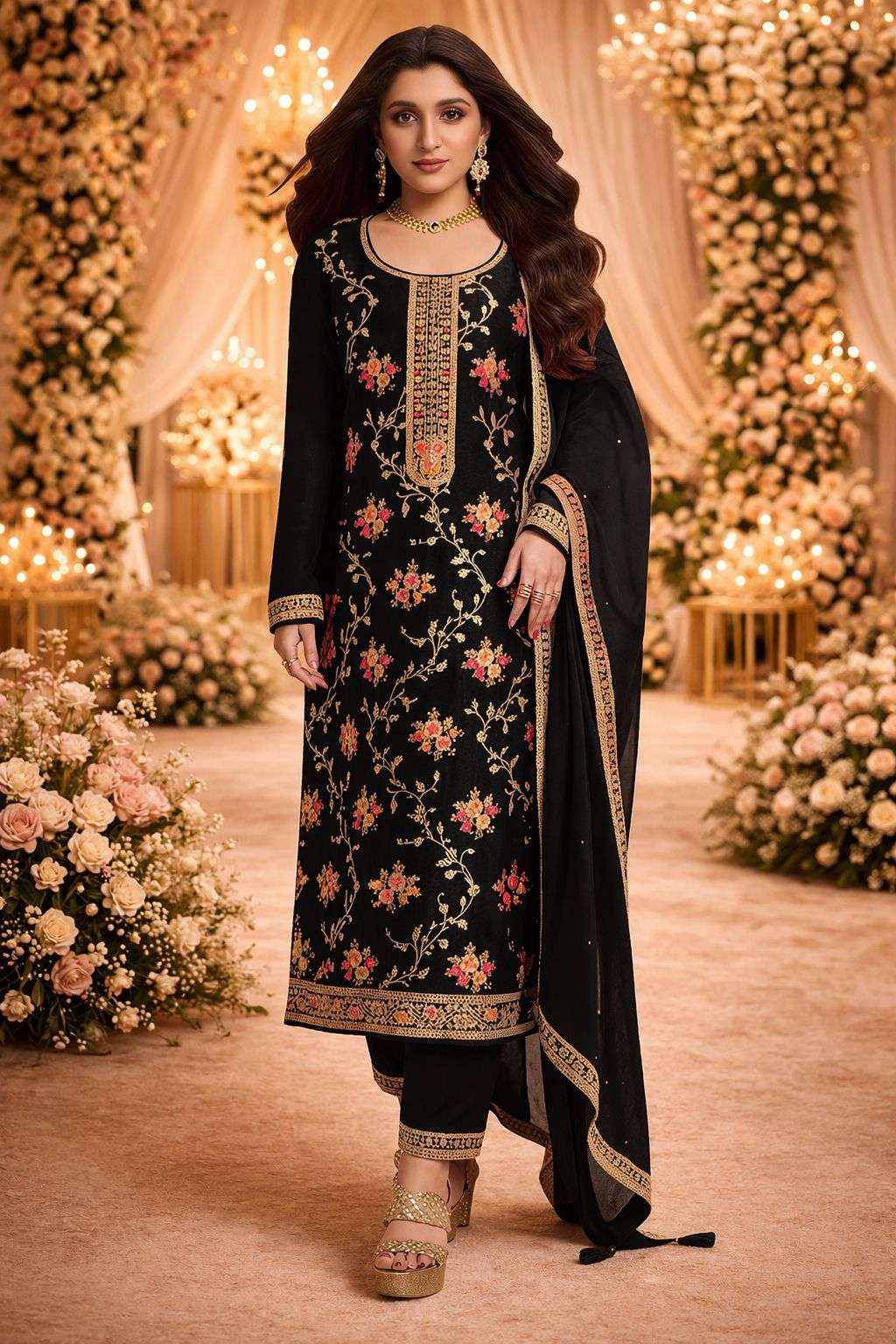 TAWAKKAL 1554 JACQUARD VISCOSE EMBROIDERY WITH SEQUNCE DRESSES - 00319