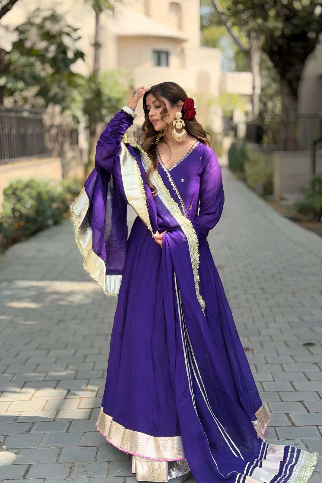 TD-6121 BY ASLIWHOLESALE FAUX BLOOMING EMBROIDERY ANARKALI SUITS - 00235
