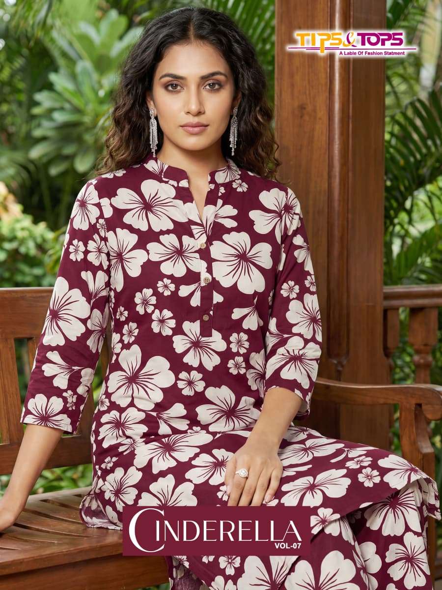 TIPS AND TOPS CINDERELLA VOL-7 701 TO 706 SERIES RAYON PRINTED STITCHED KURTIS-00140