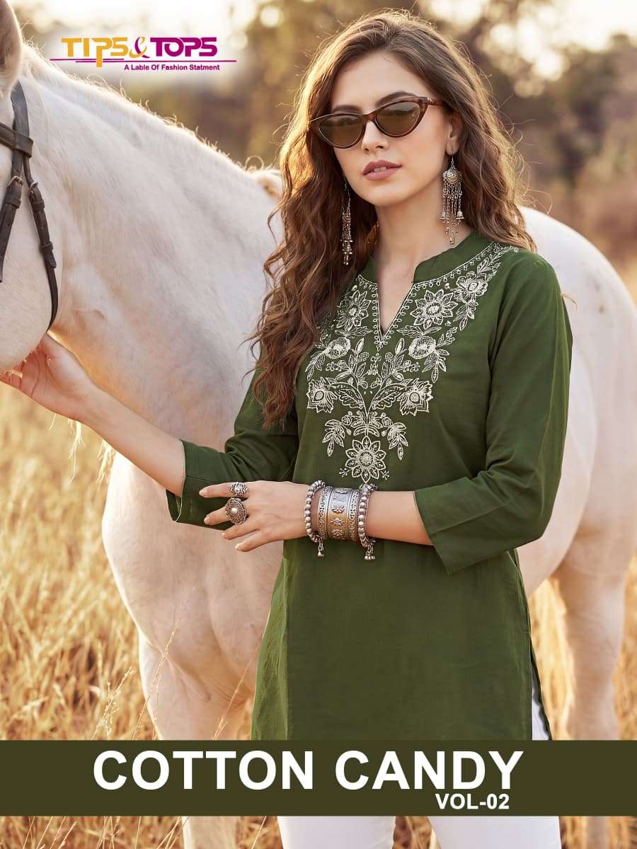 TIPS AND TOPS COTTON CANDY VOL-02 201 TO 206 SERIES COTTON PRINTED KURTIS-00014