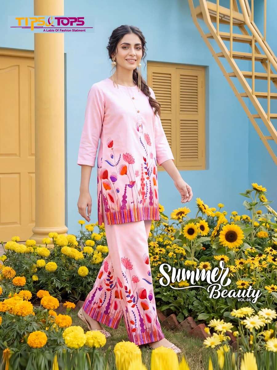 TIPS AND TOPS SUMMER BEAUTY VOL-05 RAYON PRINTED STITCHED CO-ORD SET-00140