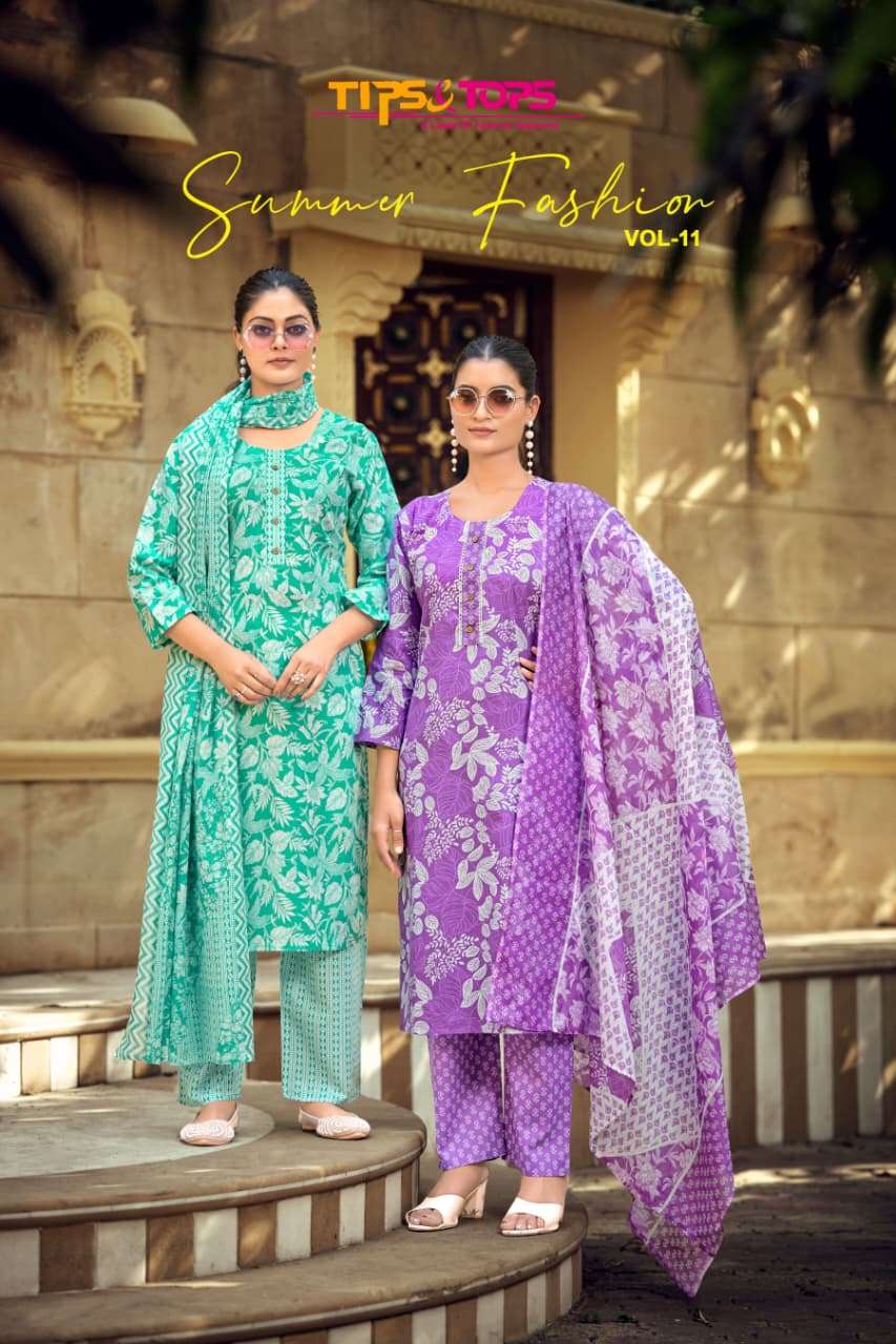 TIPS AND TOPS SUMMER FASHION VOL-11 1001 TO 1006 SERIES COTTON PRNTED STITCHED SUIT-00140