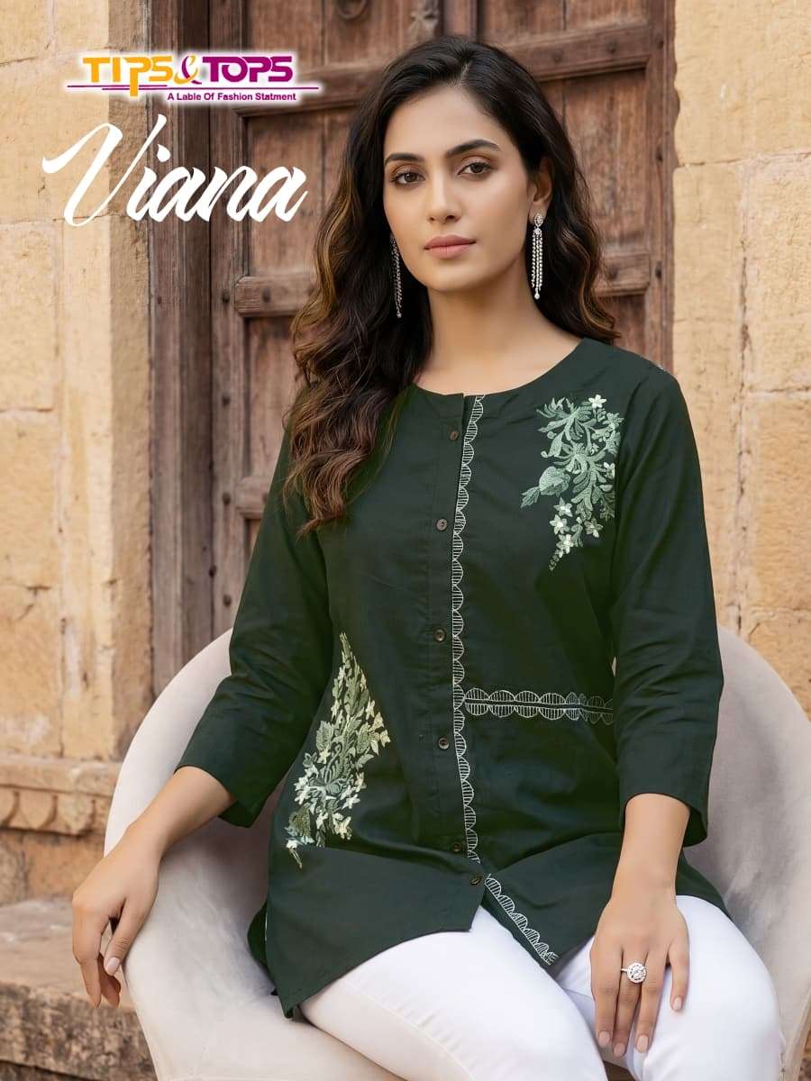 TIPS&TOPS VIANA 101 TO 106 COTTON PRINTED EMBROIDERY KURTI - 00014