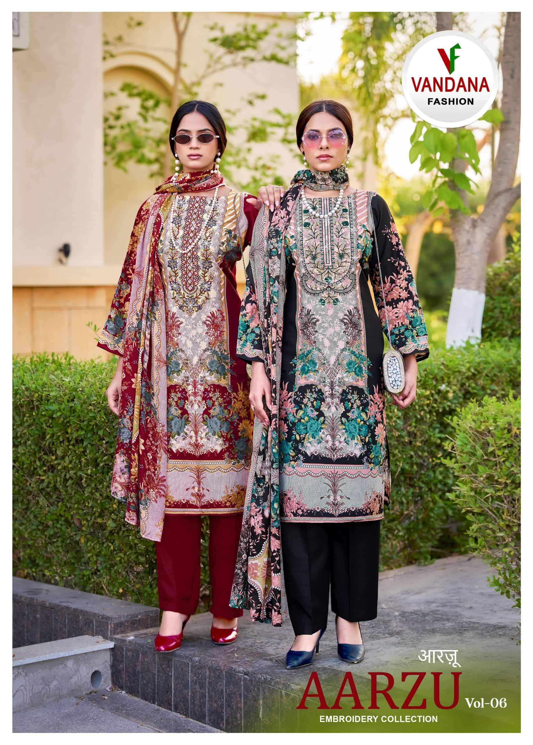 VANDANA CREATION AARZU VOL-06 6001 TO 6008 SERIES COTTON PRINTED UNSTITCHED SUIT-00201