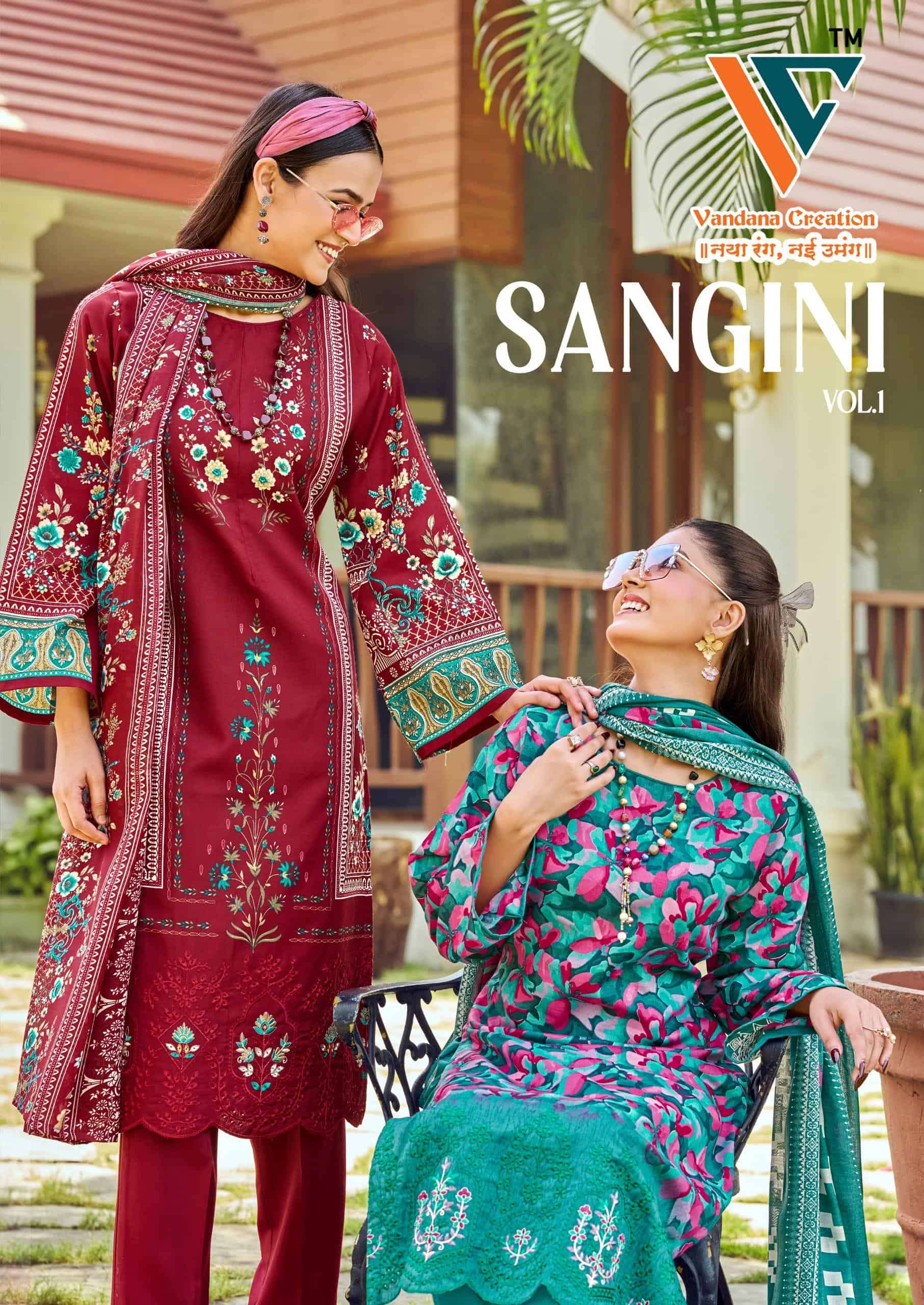 VANDANA CREATION SANGINI VOL-1 1001 TO 1008 SERIES COTTON PRINTED PAKISTANI DRESSES-00062