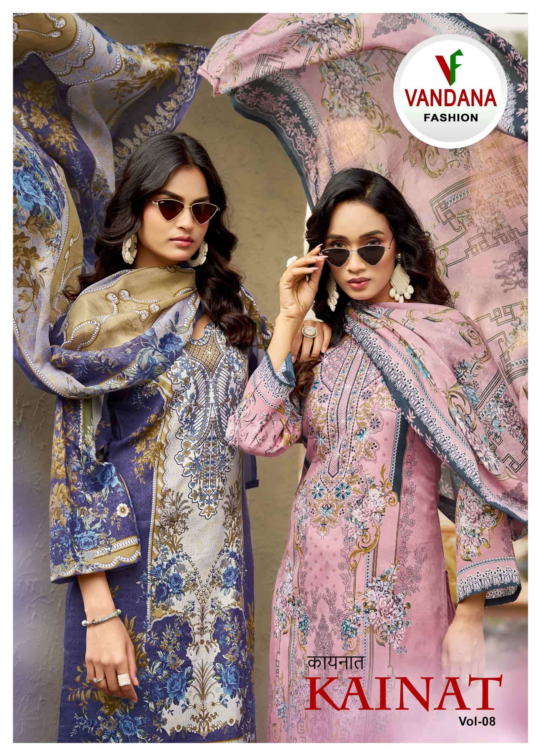 VANDANA FASHION KAINAT VOL-08 8001 TO 8008 SERIES SOFT COTTON PRINTED DRESSES-00201