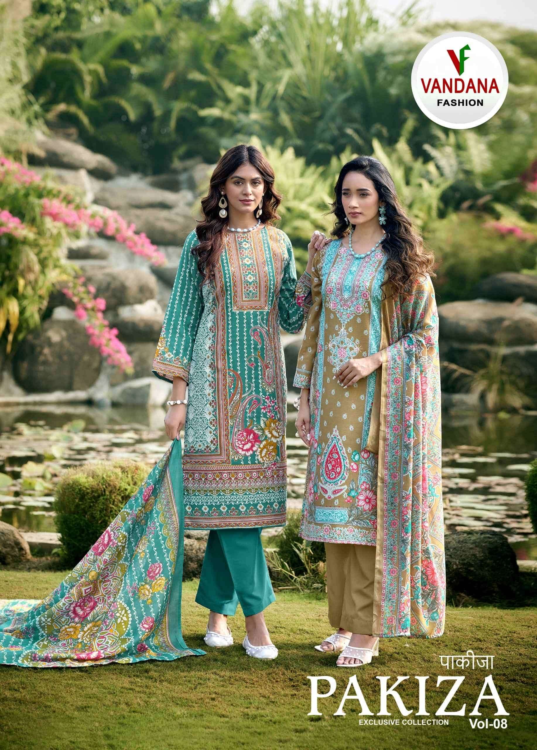 VANDANA FASHION PAKIZA VOL-08 8001 TO 8008 SERIES UNSTITCHED COTTON SUITS SET-00201
