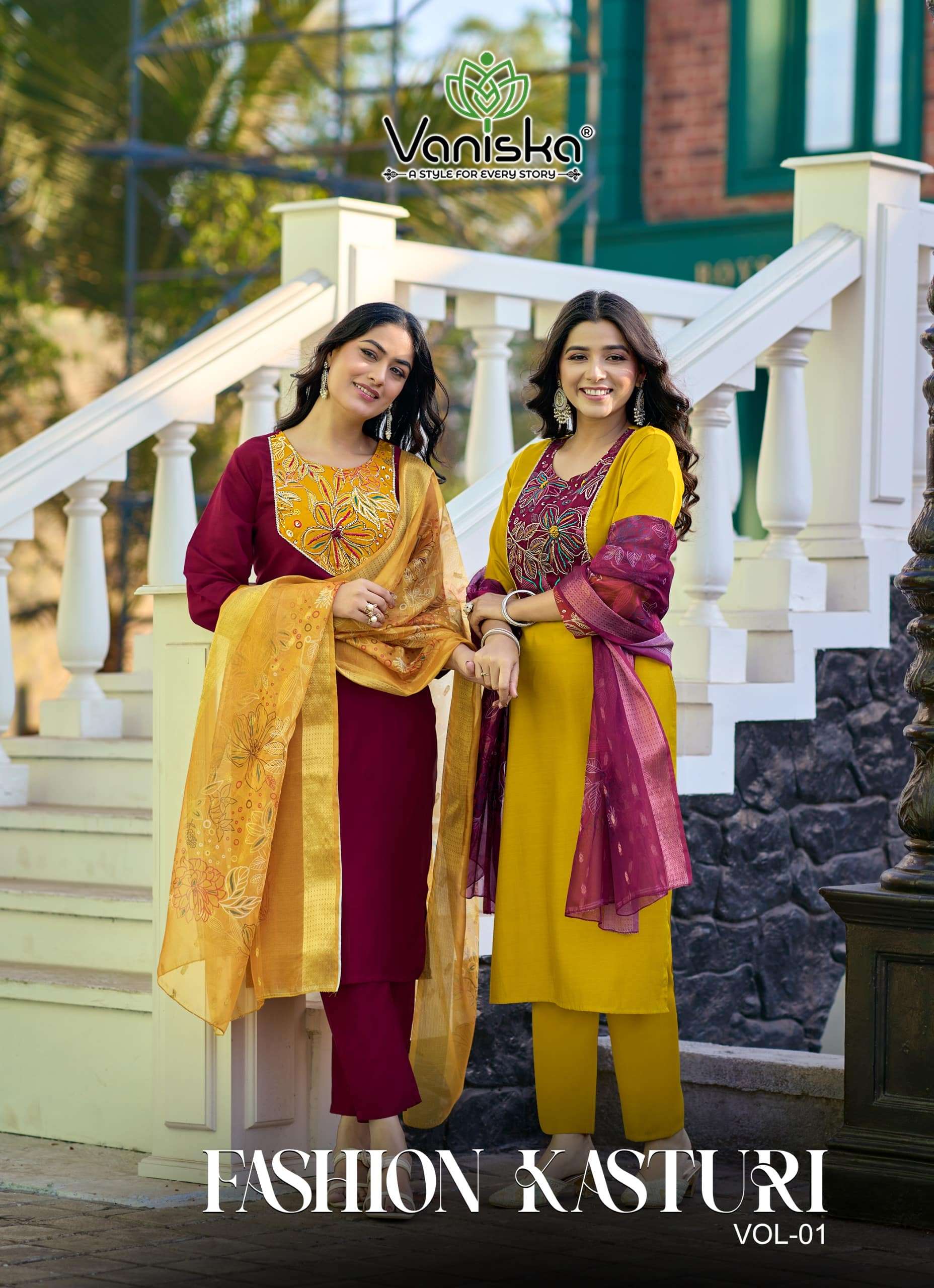 VANISKA FASHION KASTURI VOL -1 1001 TO 1006 SERIES SILK DRESSES -00014