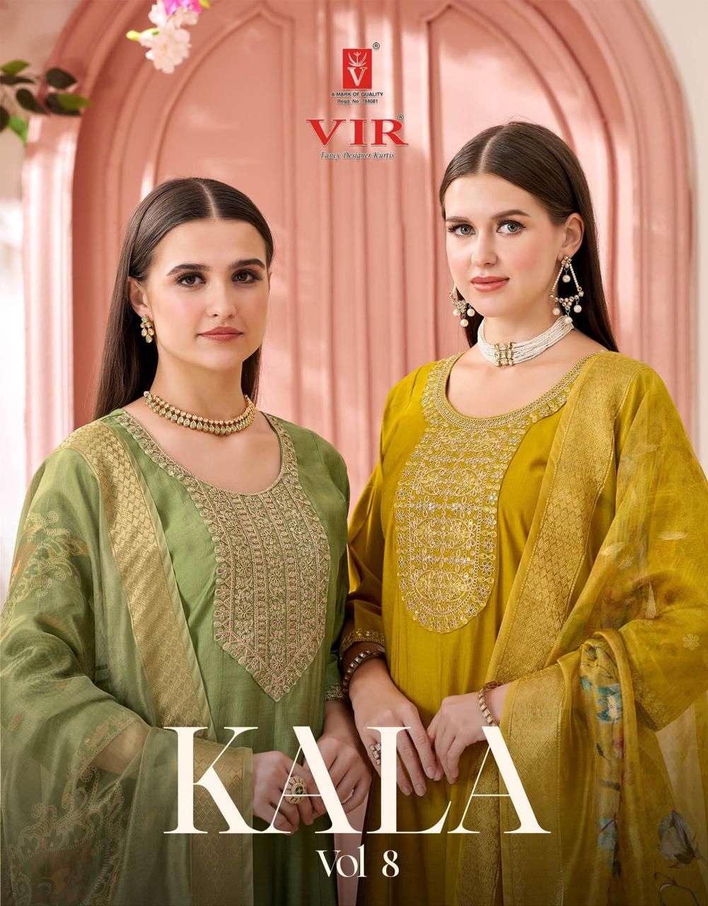 VIR KALA VOL-08 8001 TO 8006 SERIES VERTICAL EMBROIDERY STITCHED ANARKALI SUIT SET-00140
