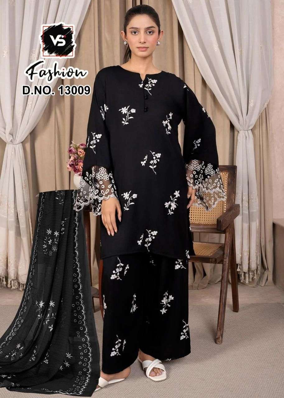 VS.FASHION 13009 SATIN EMBROIDERY PAKISTANI DRESSES - 00312