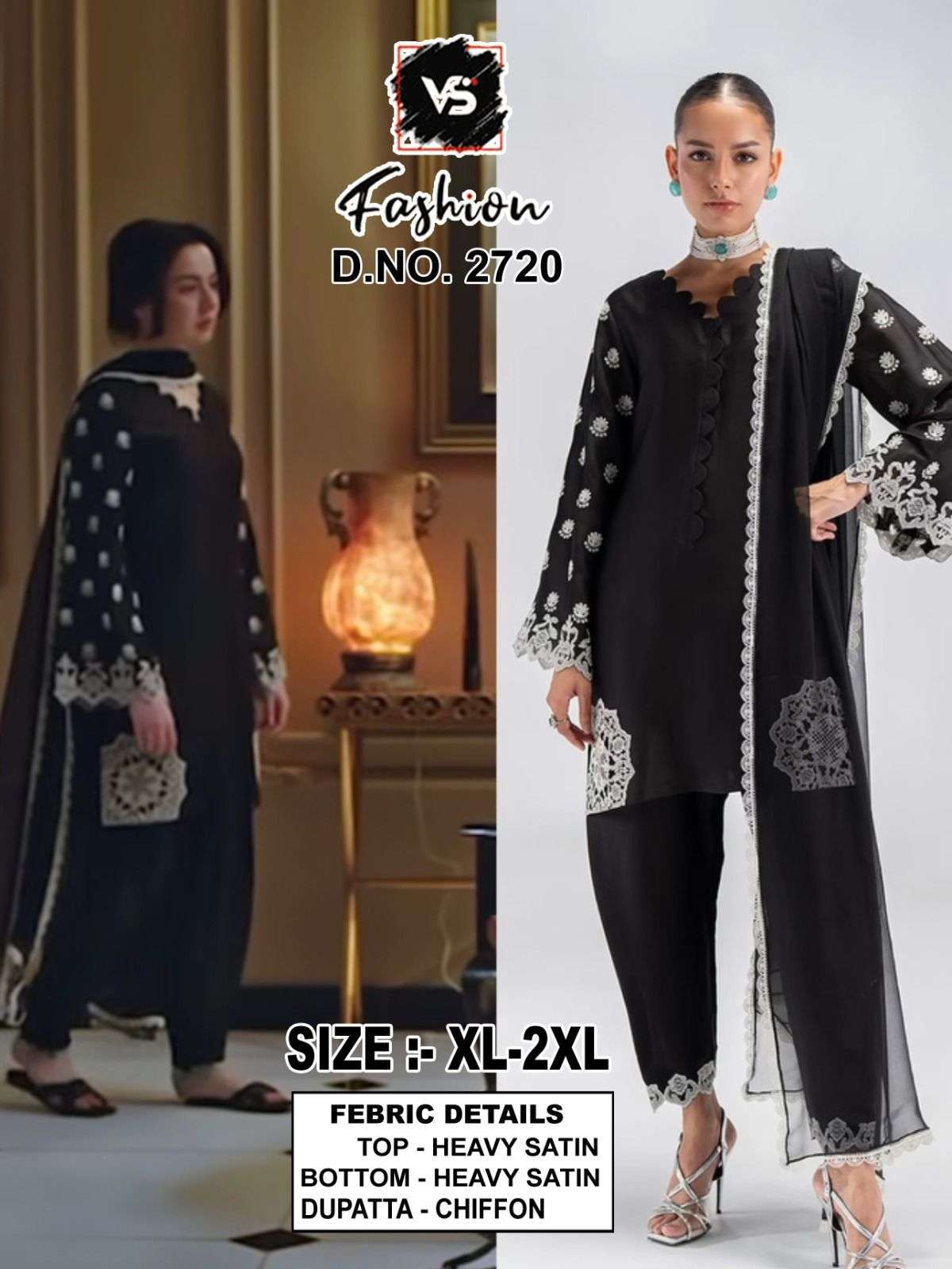 VS.FASHION 2720 SATIN EMBROIDERY PAKISTANI DRESSES - 00312