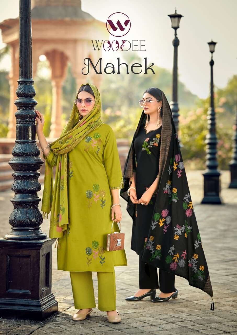 WOODEE MAHEK 1001 TO 1006 SERIES COTTON EMBROIDERY STITCHED DRESSES-00014