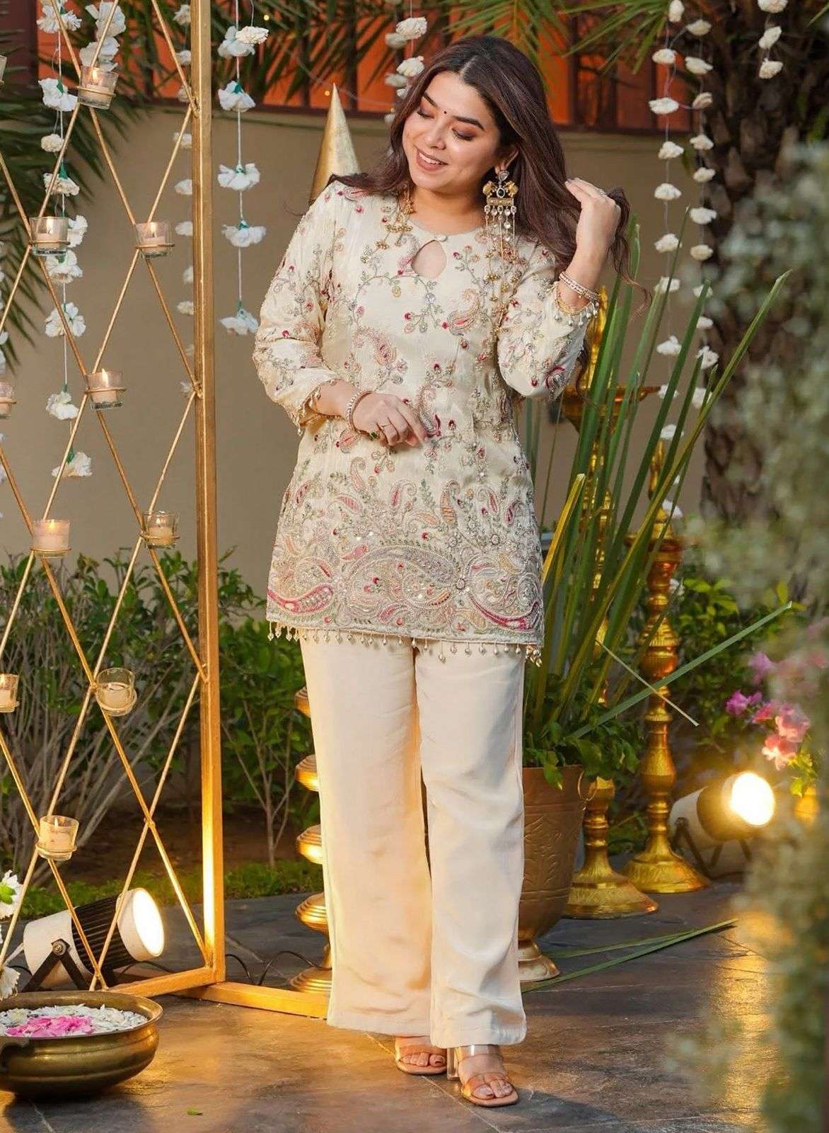 YD-093 BY ASLIWHOLESALE CREPE WITH SEQUENCE EMBROIDERY WORK CO-ORD SET - 00104