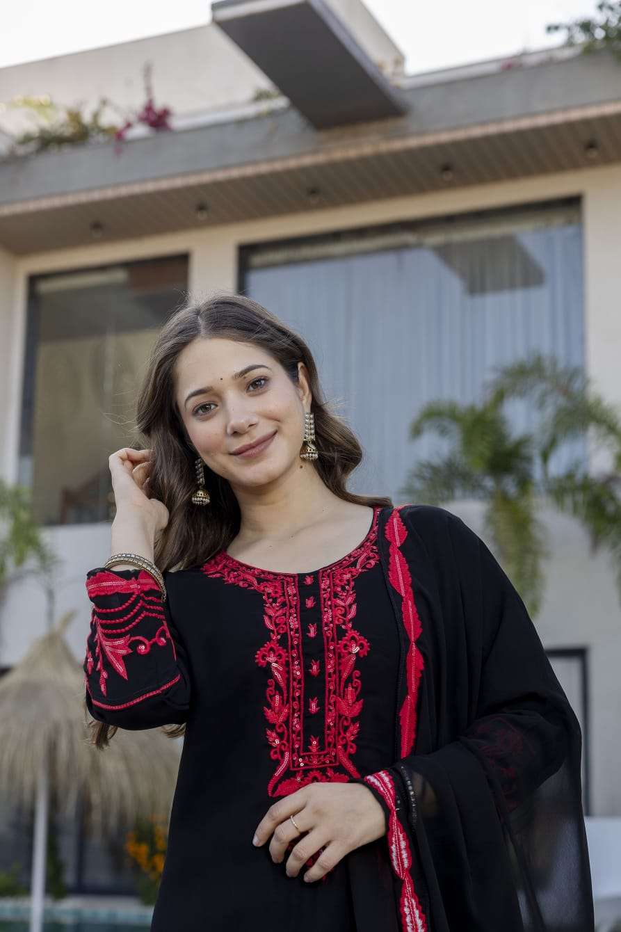 ZAINA BY ASLIWHOLESALE FAUX BLOOMING GEORGETTE WITH HEAVY EMBROIDERY WORK DRESSES - 00264