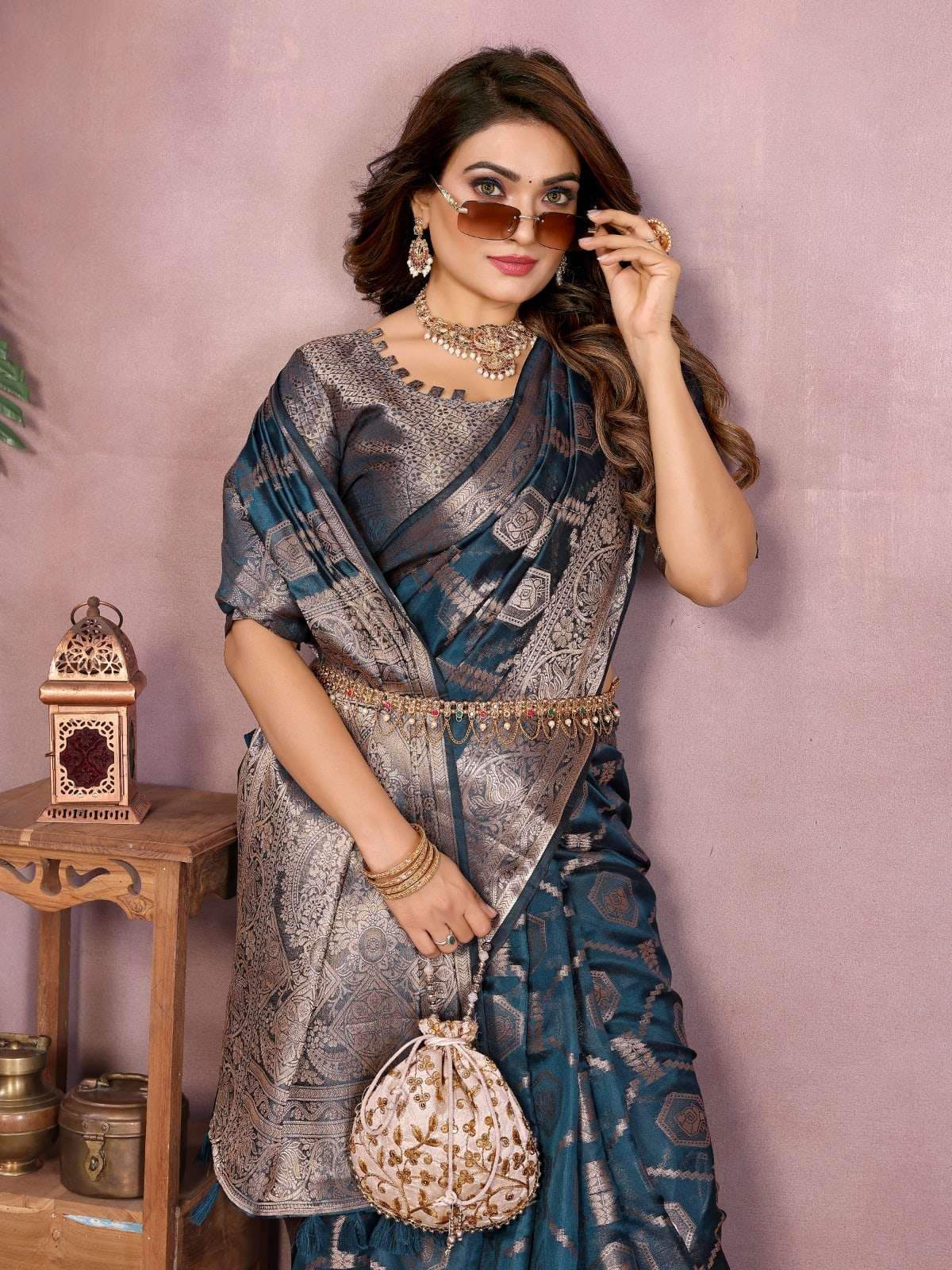 ZARIYA BY ASLIWHOLESALE ORGANZA SILK BANARASI SAREES-00125