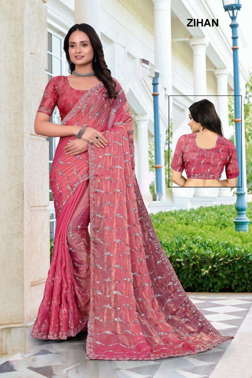 ZIHAN BY ASLIWHOLESALE SATIN SILK SEQUNCE WORK SAREES - 00103