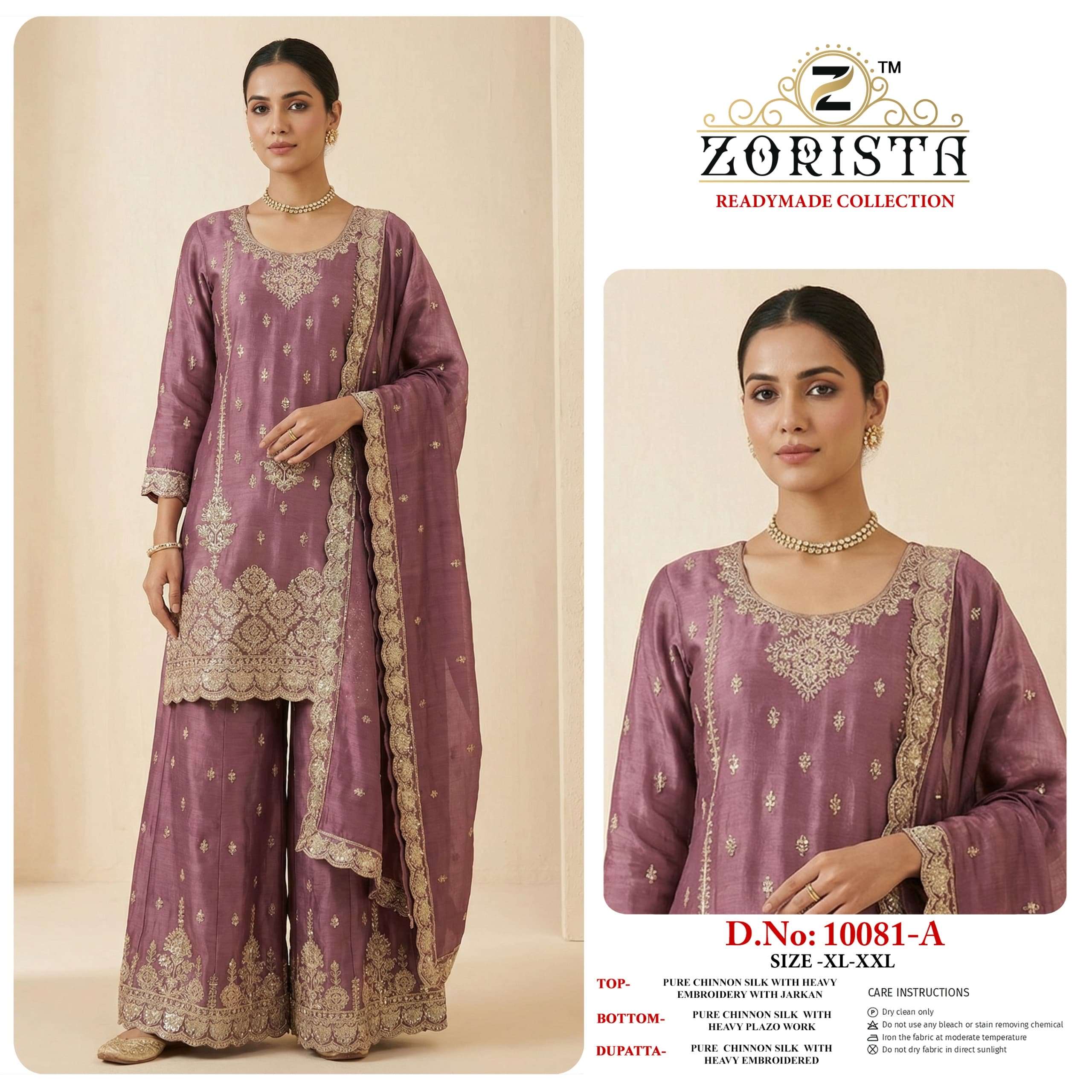 ZORISTA 10081 A TO D SERIES CHINON SILK EMBROIDERY PAKISTANI STITCHED SUIT-00201